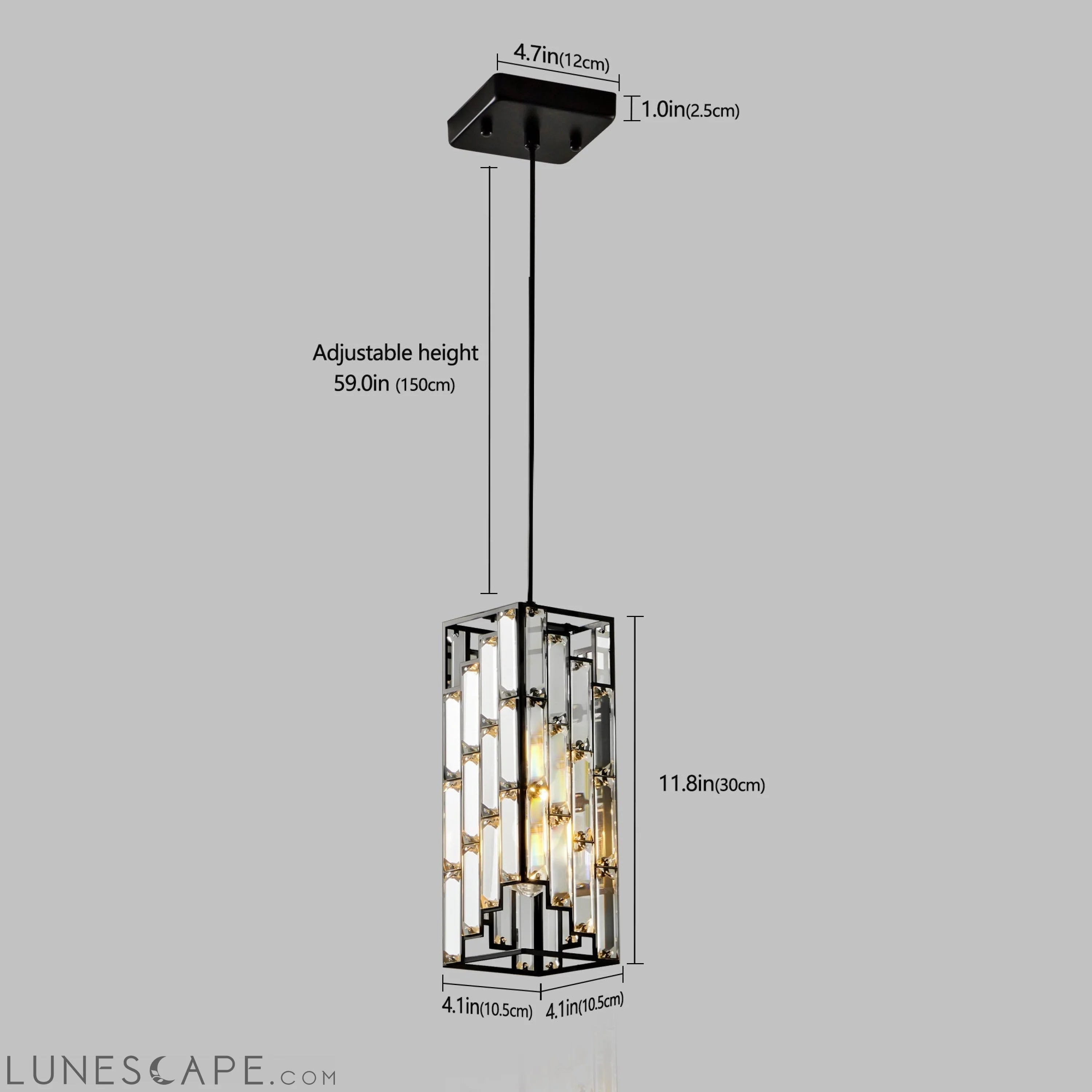 Modern Crystal Pendant Light - 3 Pack, Adjustable Hanging Ceiling Lamp LUNESCAPE