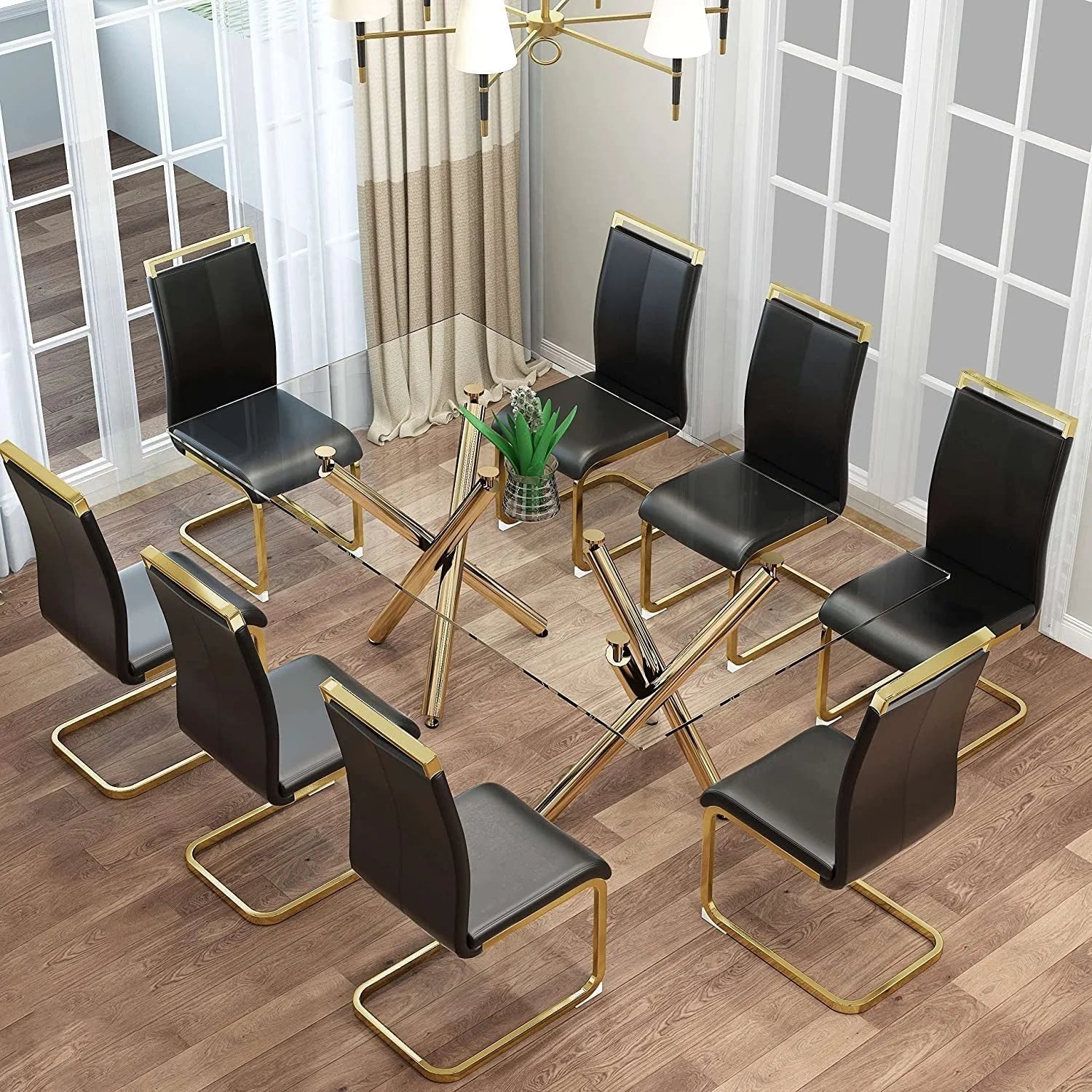 Modern Dining Chairs Set of 4 Side Dining Room Chairs Gold Legs LUNESCAPE