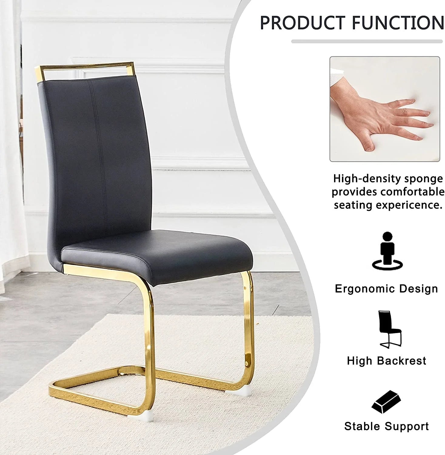 Modern Dining Chairs Set of 4 Side Dining Room Chairs Gold Legs LUNESCAPE