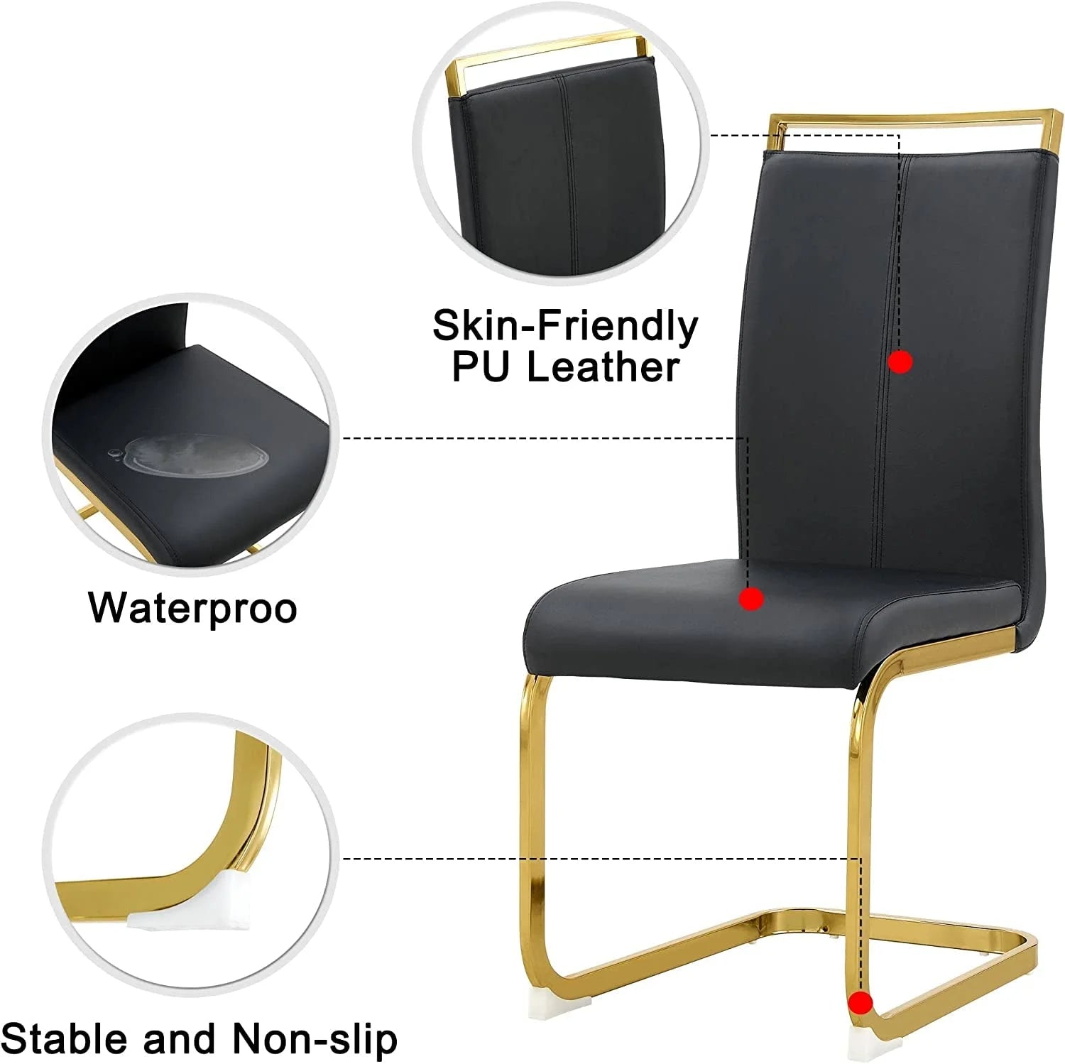 Modern Dining Chairs Set of 4 Side Dining Room Chairs Gold Legs LUNESCAPE