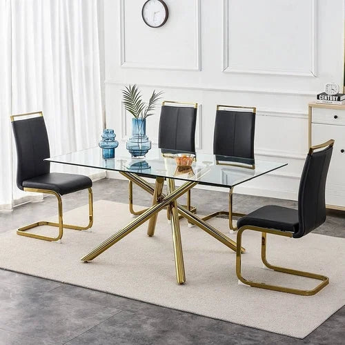 Modern Dining Chairs Set of 4 Side Dining Room Chairs Gold Legs LUNESCAPE