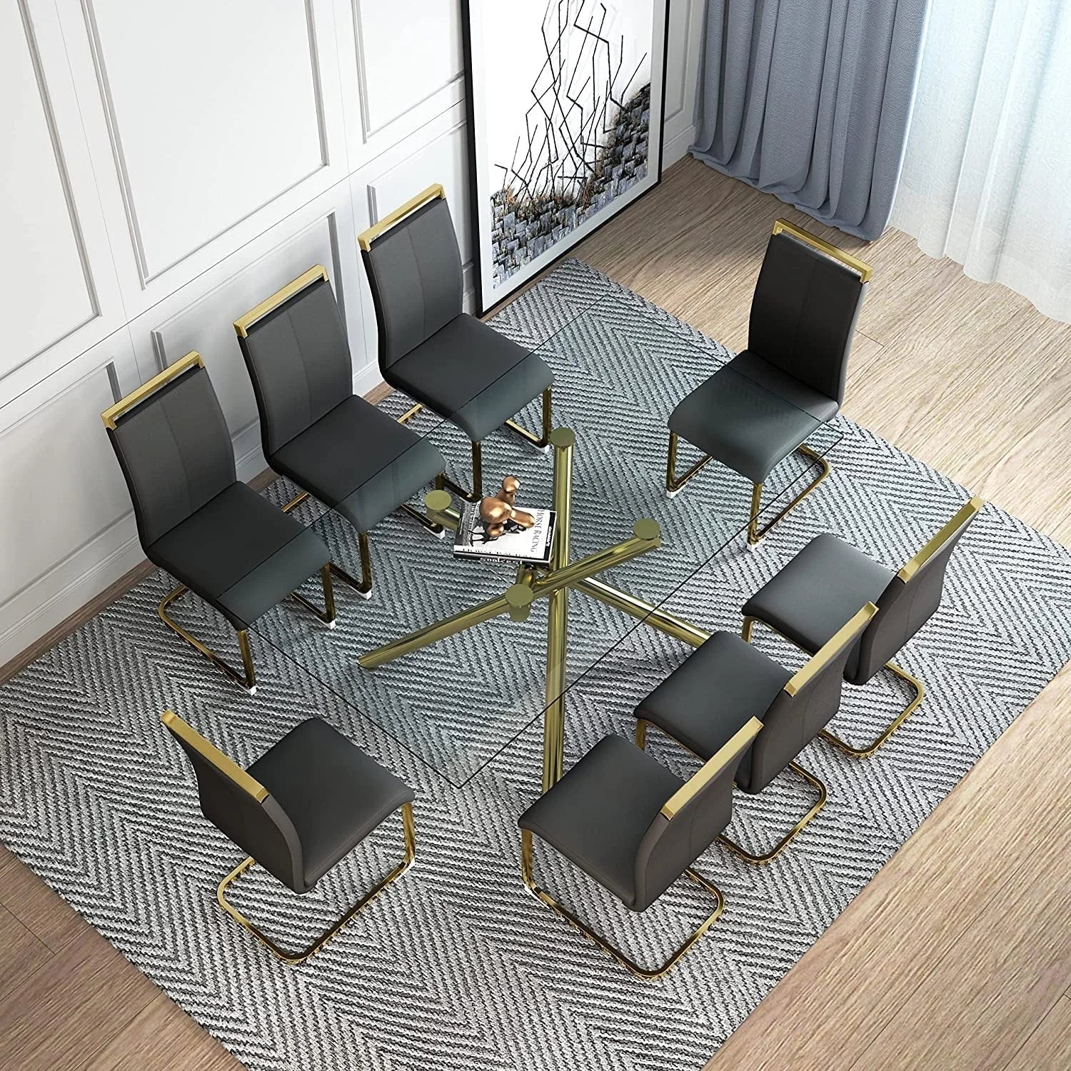 Modern Dining Chairs Set of 4 Side Dining Room Chairs Gold Legs LUNESCAPE
