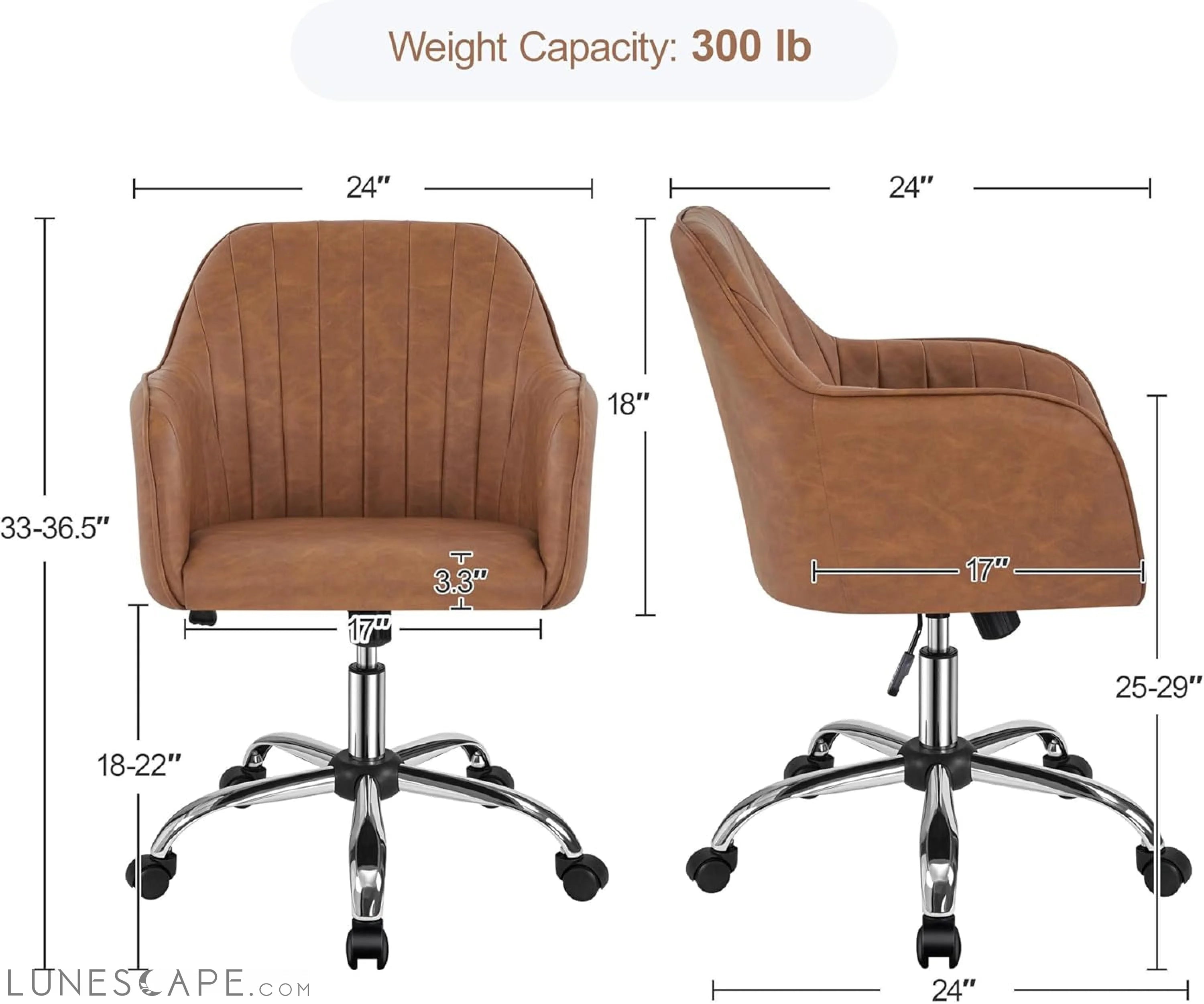 Modern Faux Leather Desk Chair Height Adjustable Task Chair Swivel LUNESCAPE