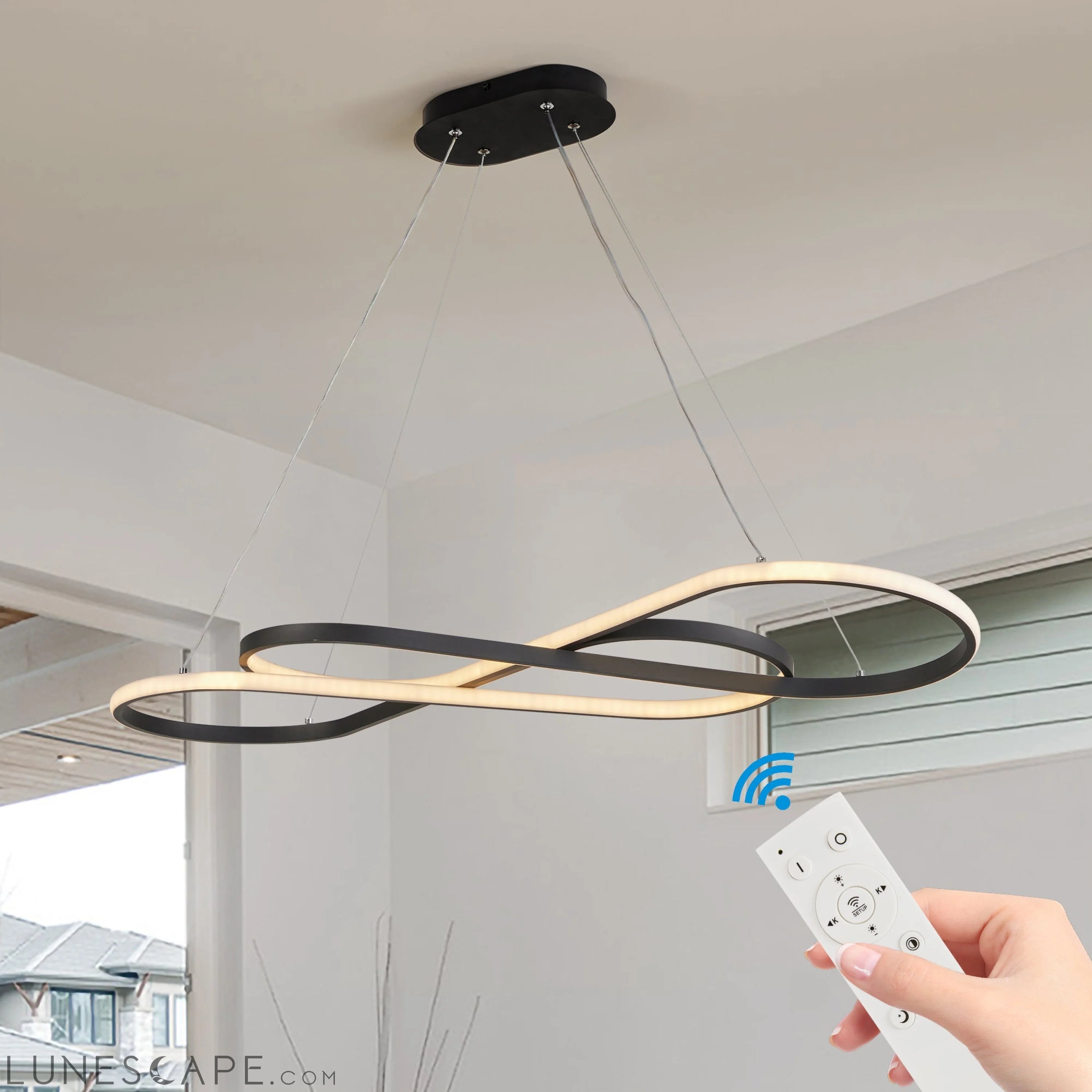 Modern LED Pendant Light, Infinity Design Hanging Ceiling Fixture LUNESCAPE