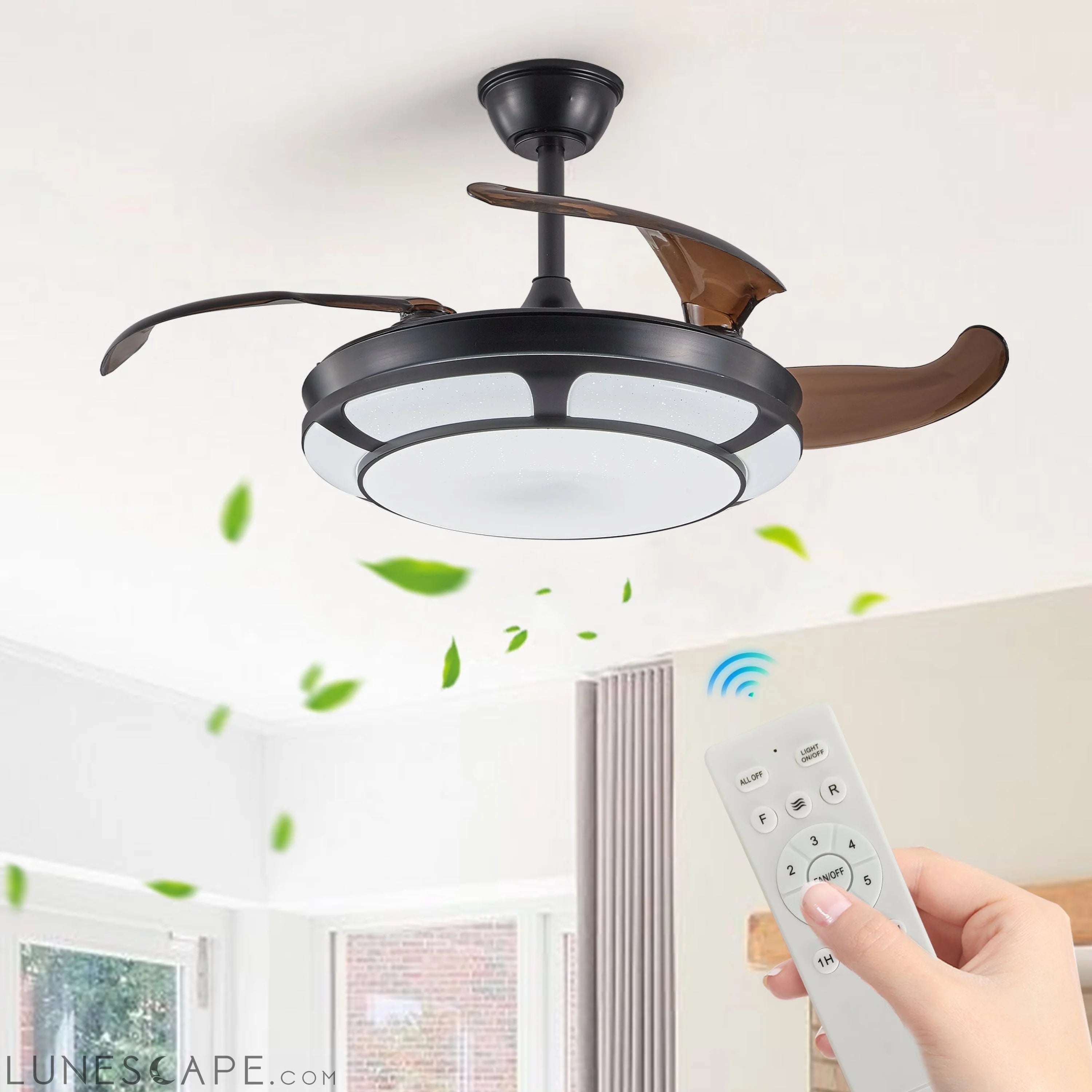 Modern Minimalist Invisible Ceiling Fan Light - Retractable Fan LUNESCAPE