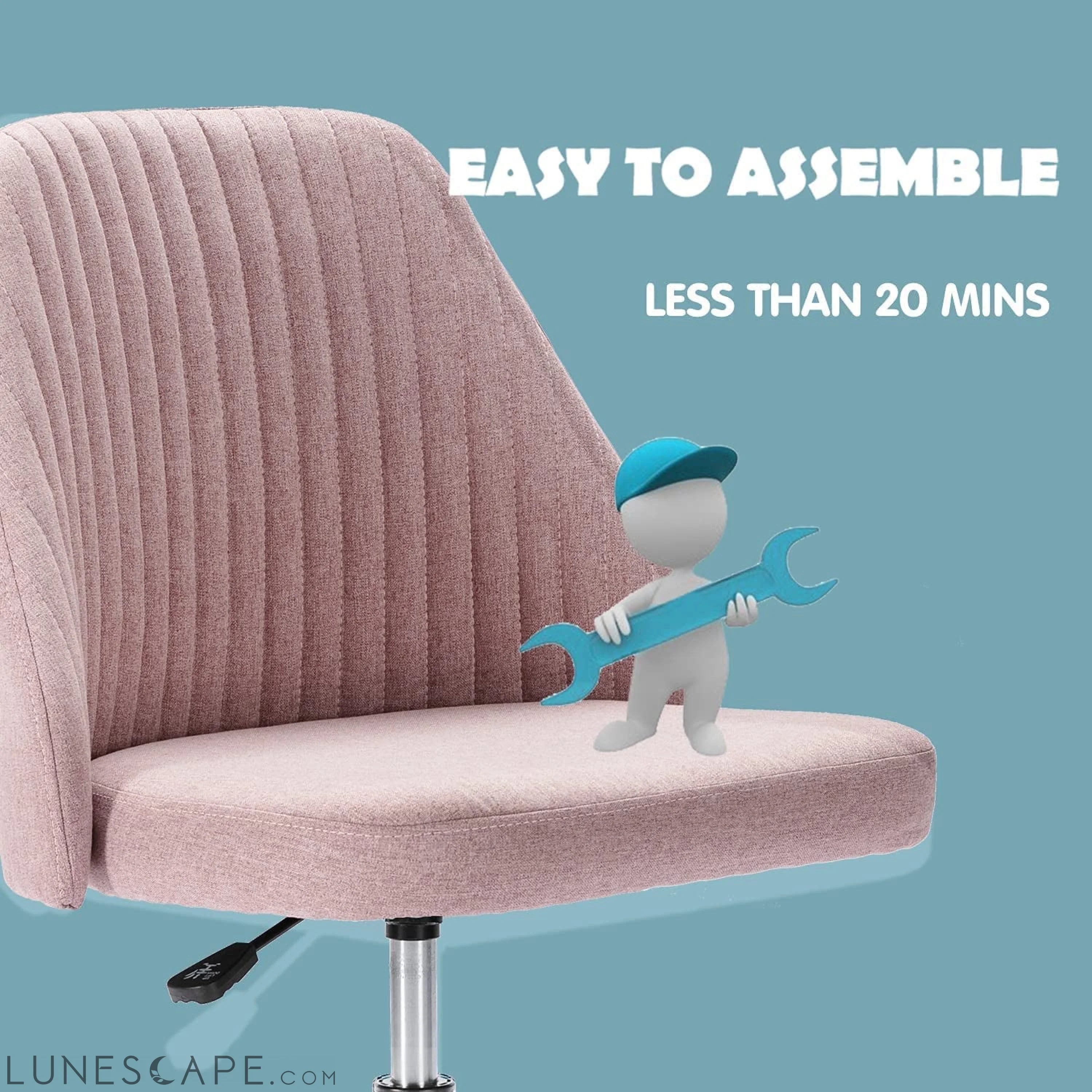 Modern Pink Rolling Desk Chair with Wheels LUNESCAPE