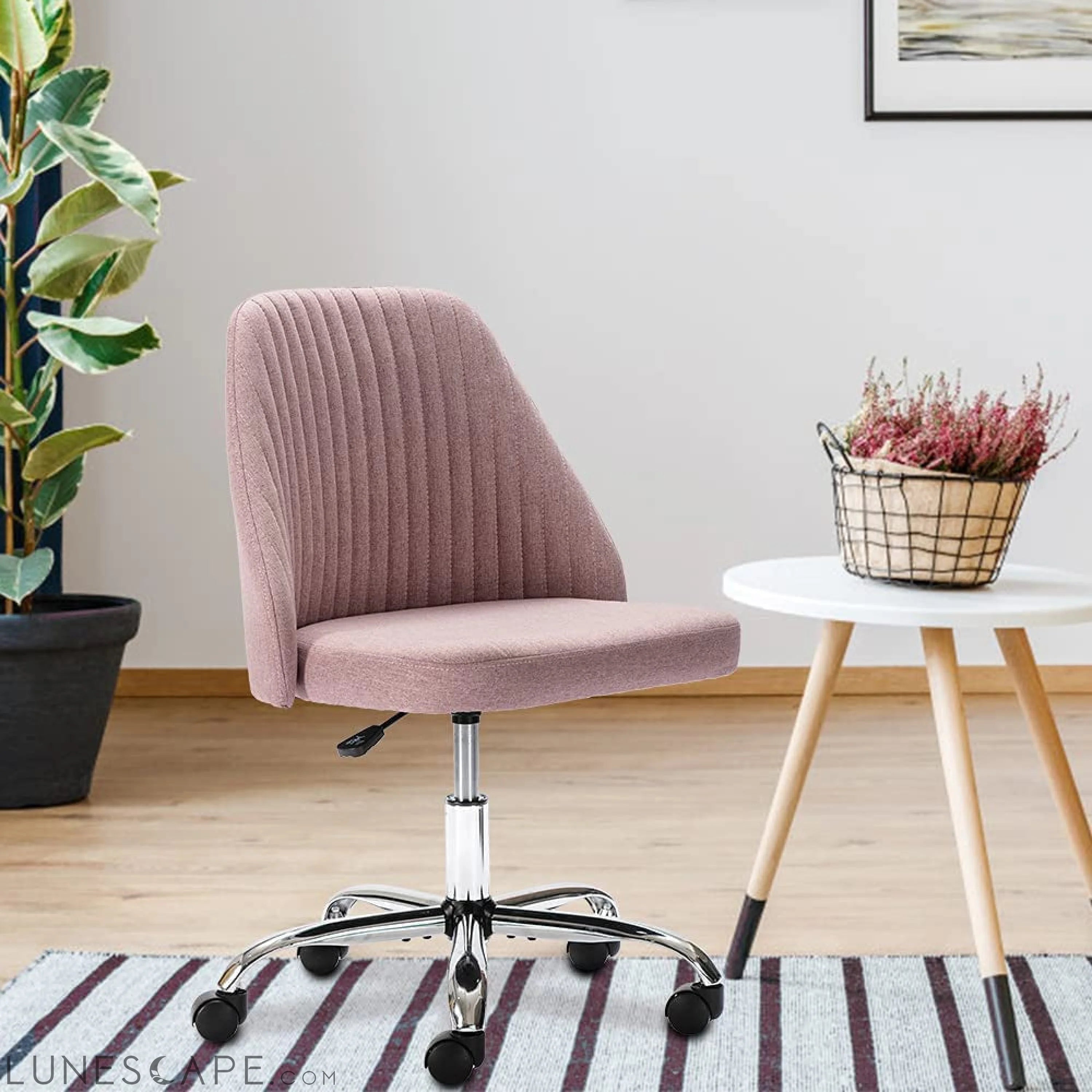 Modern Pink Rolling Desk Chair with Wheels LUNESCAPE
