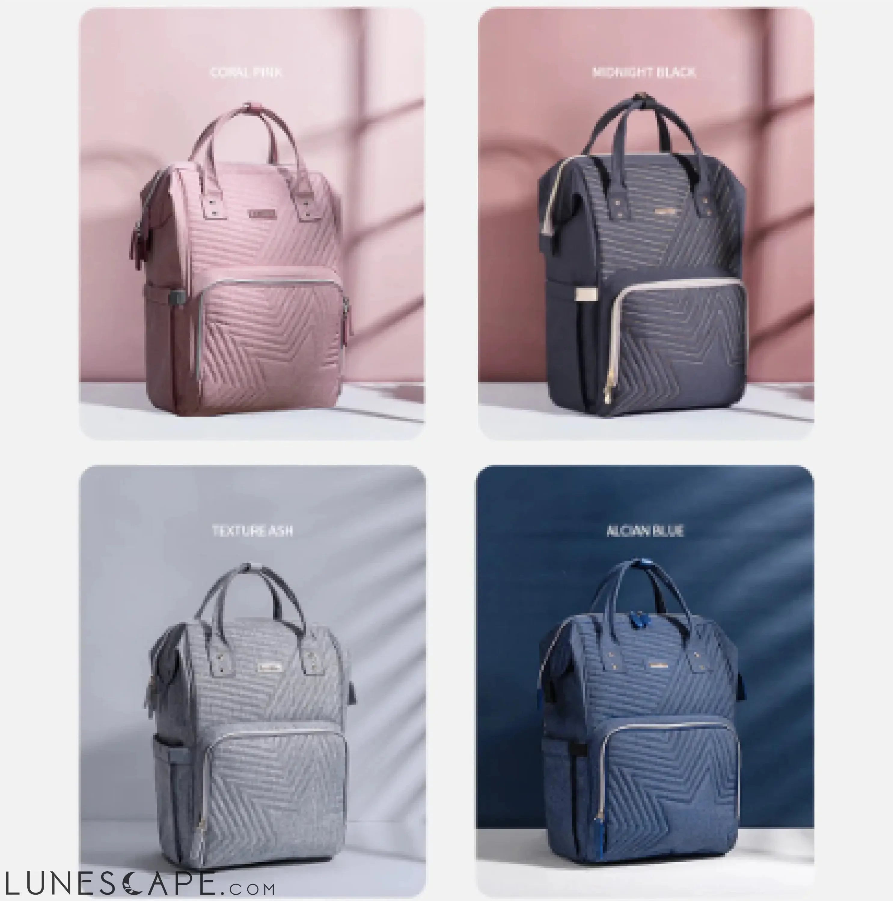 Modern Quilted Diaper Bag Backpack LUNESCAPE