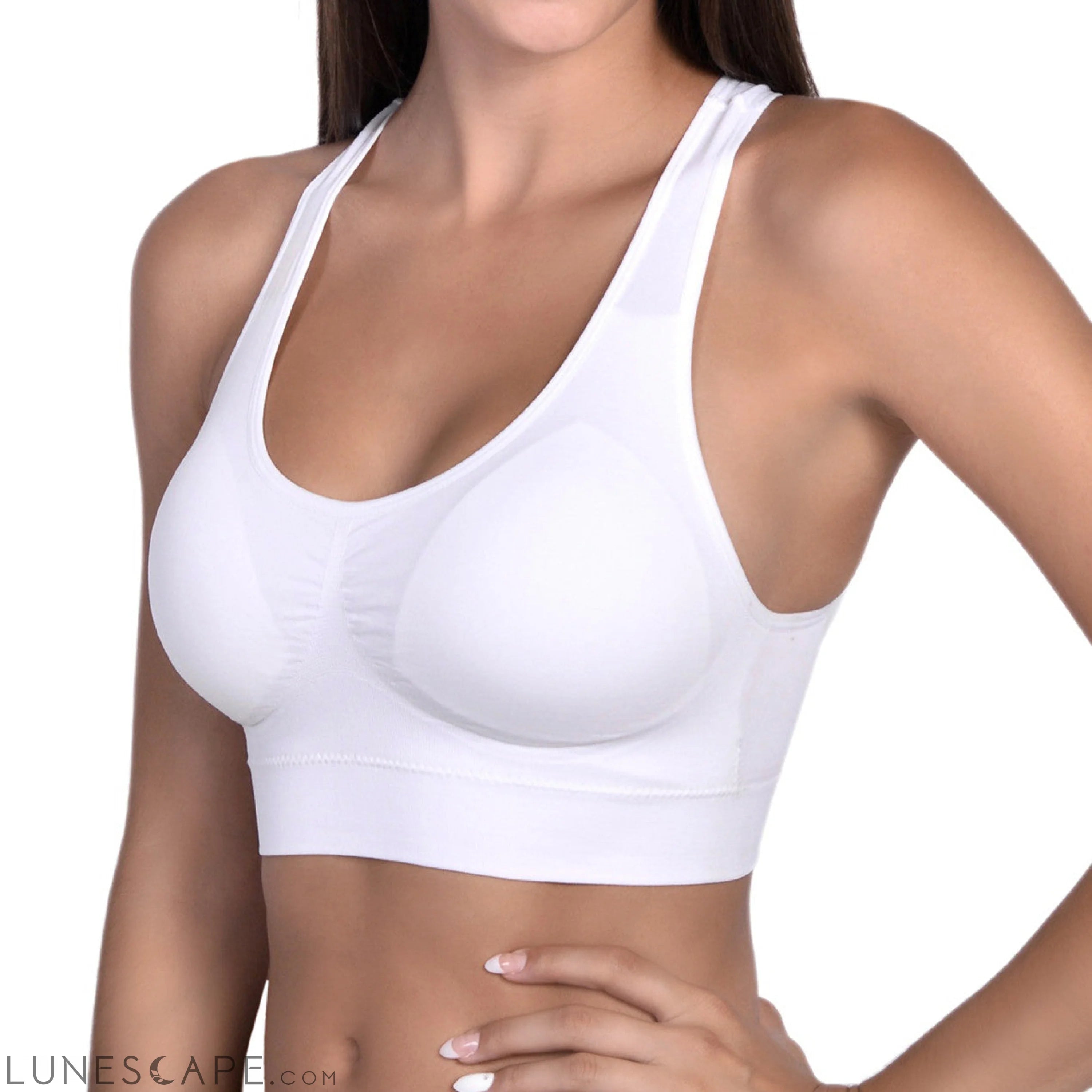 Most Comfortable Racerback Bra 2 Pack Black and White LUNESCAPE