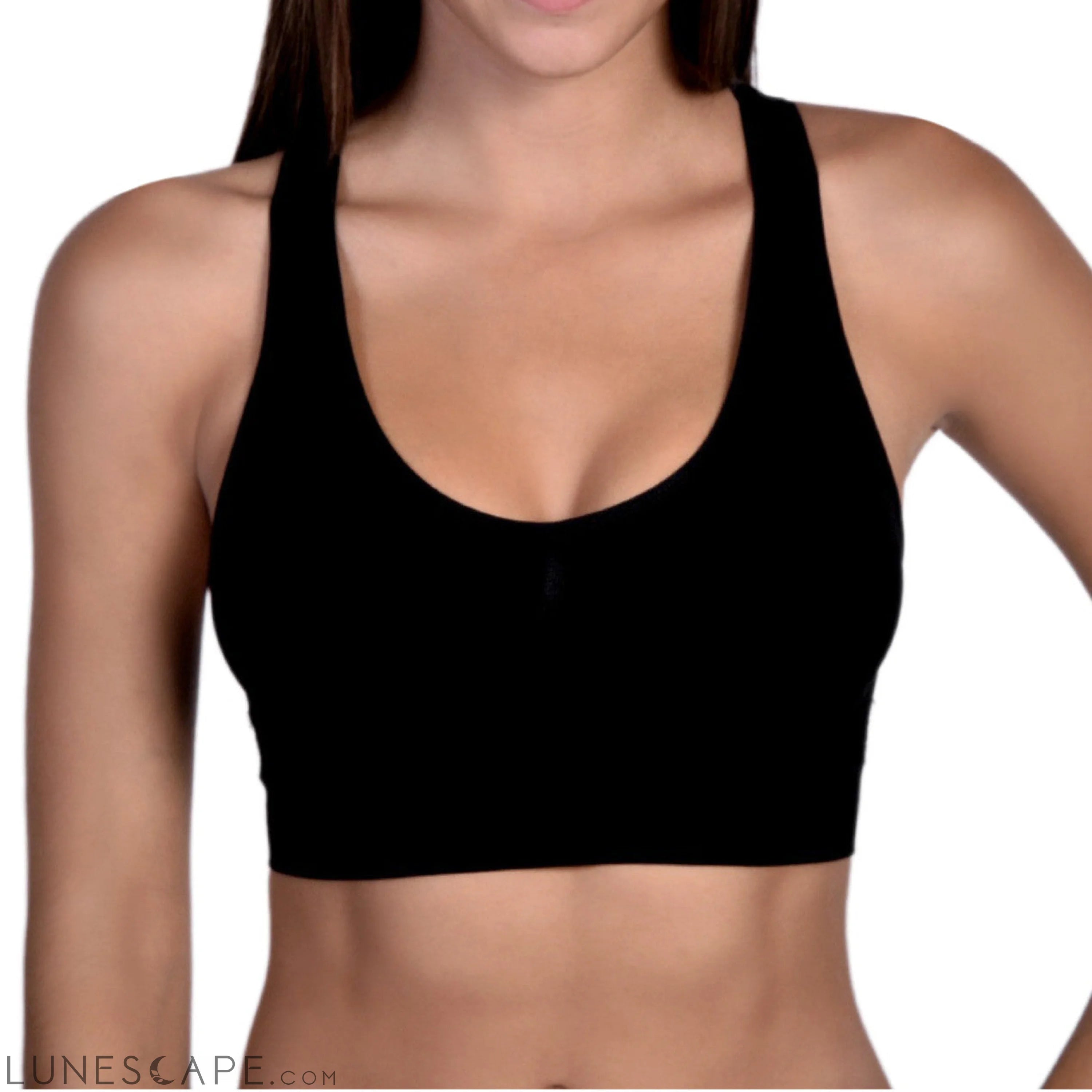 Most Comfortable Racerback Bra 2 Pack Black and White LUNESCAPE