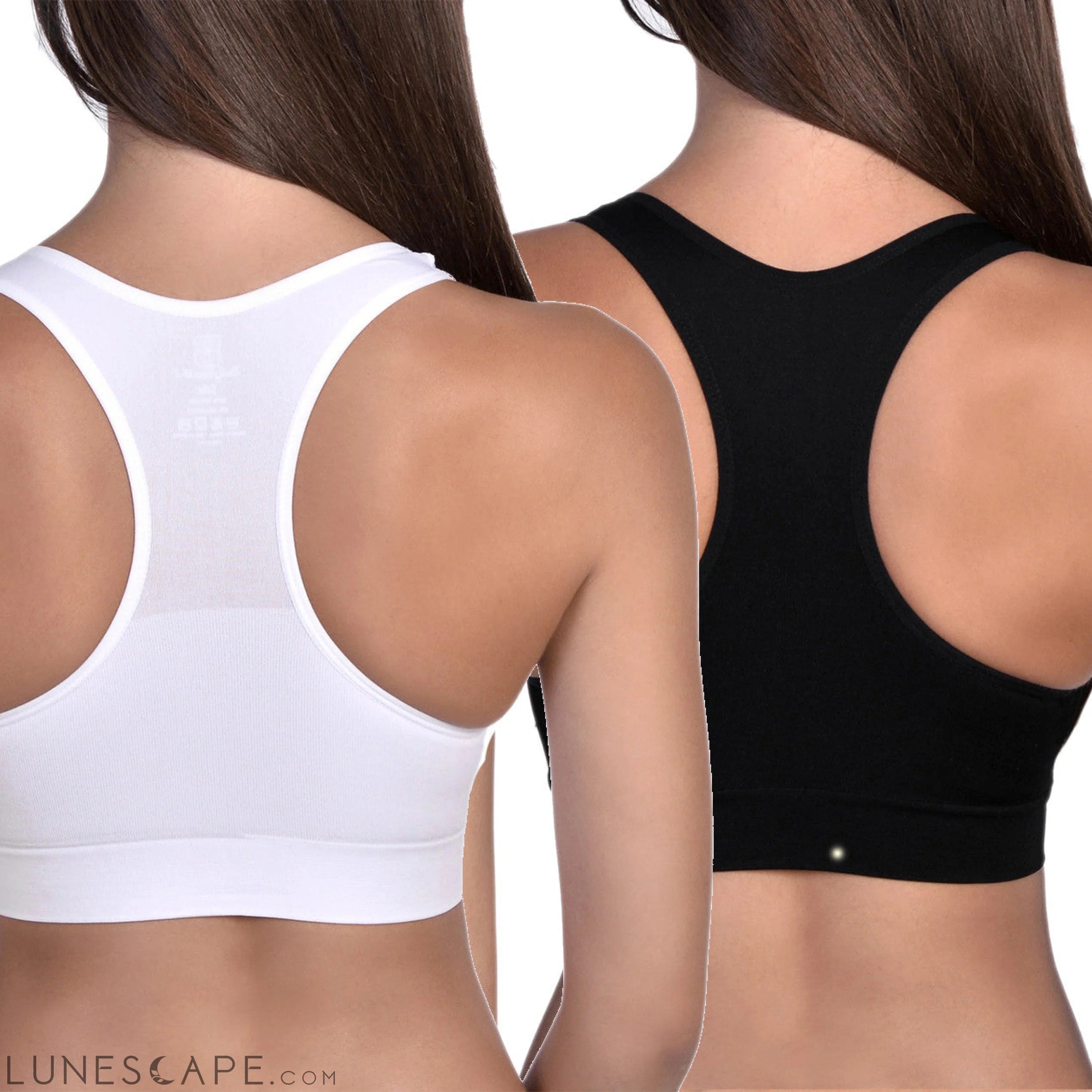 Most Comfortable Racerback Bra 2 Pack Black and White LUNESCAPE