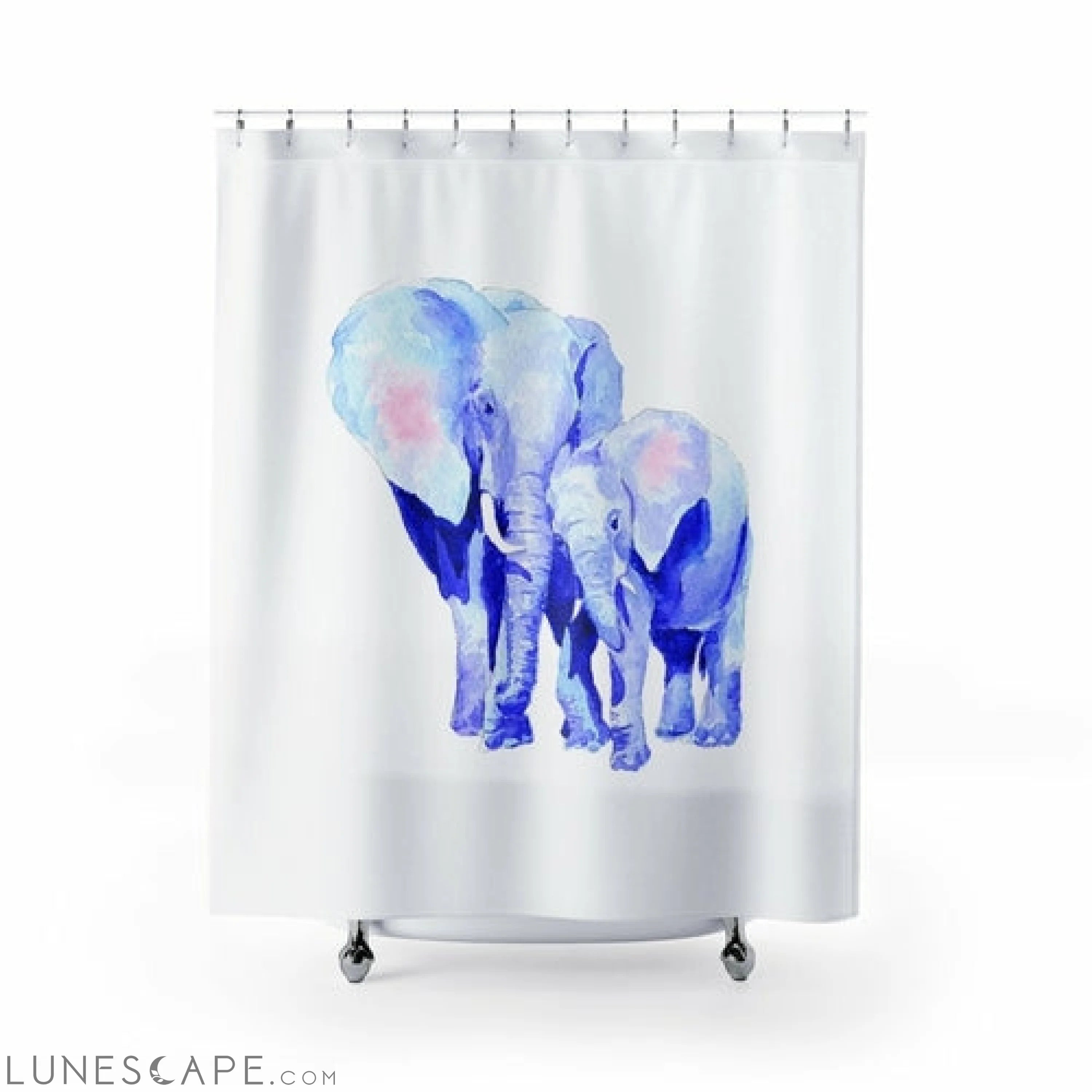 Mother and Baby Auspicious Elephant Shower Curtains Home Decor LUNESCAPE