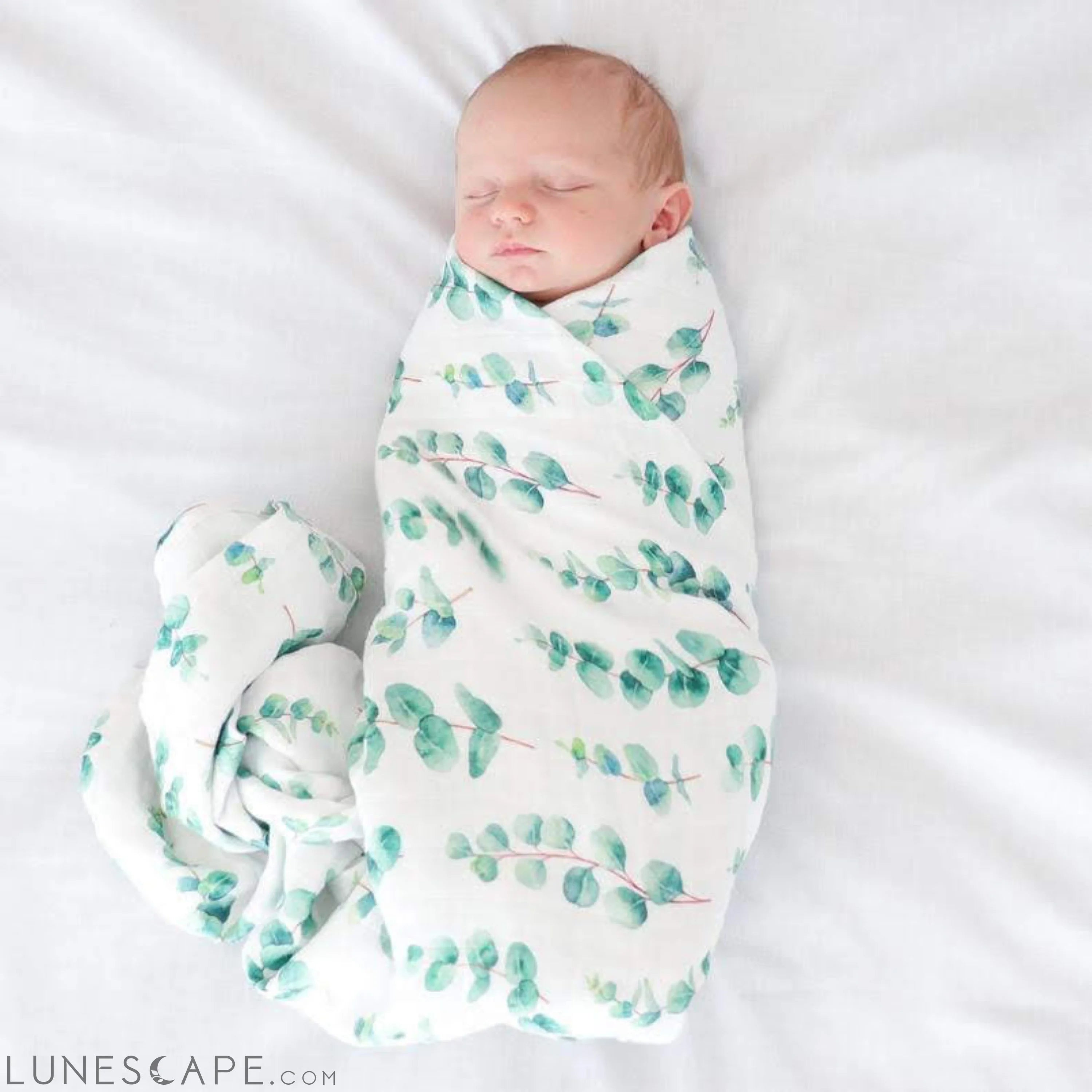Muslin Swaddle Baby Blanket X-Large 120x120cm Eucalyptus LUNESCAPE