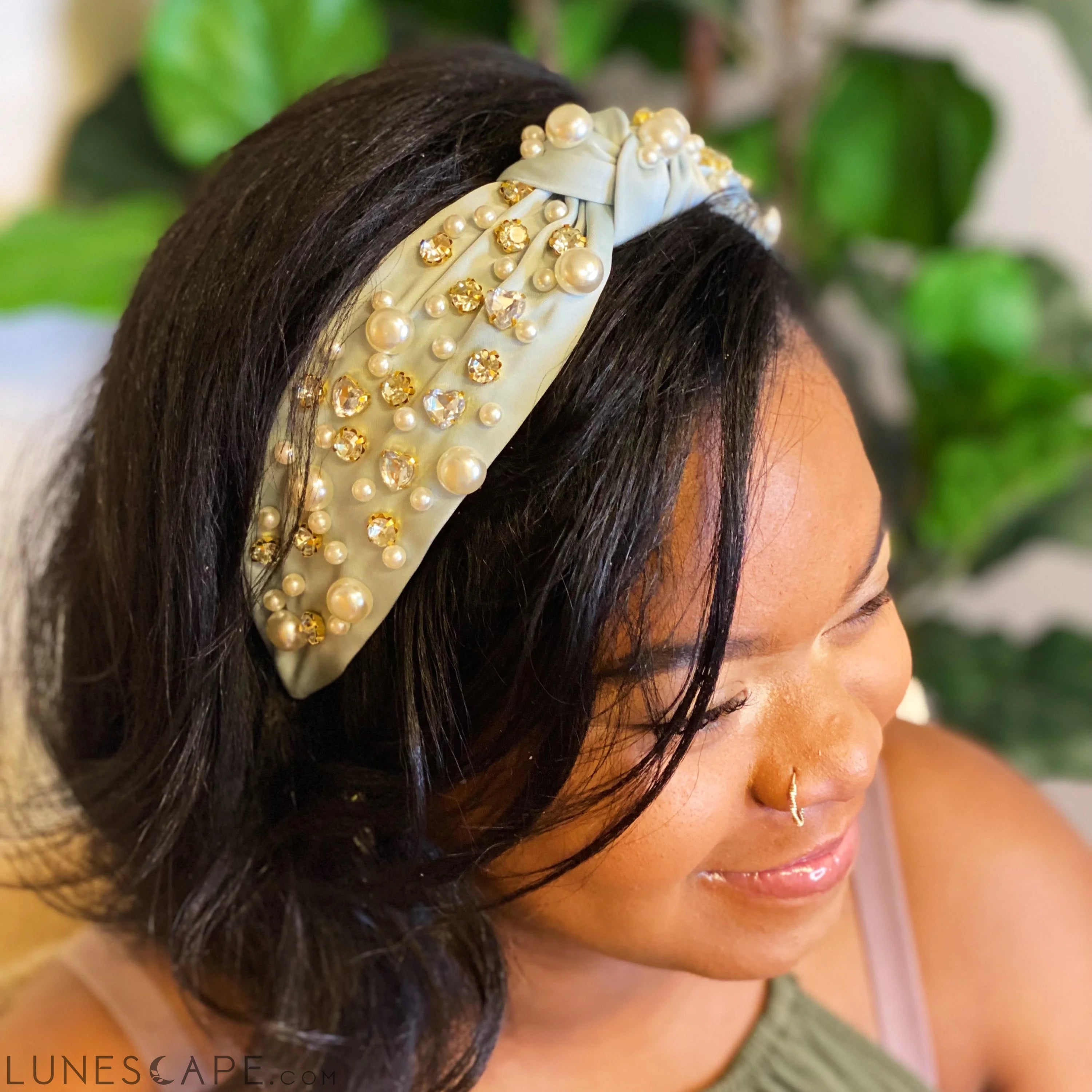 My Winslet Jeweled Satin Headband LUNESCAPE
