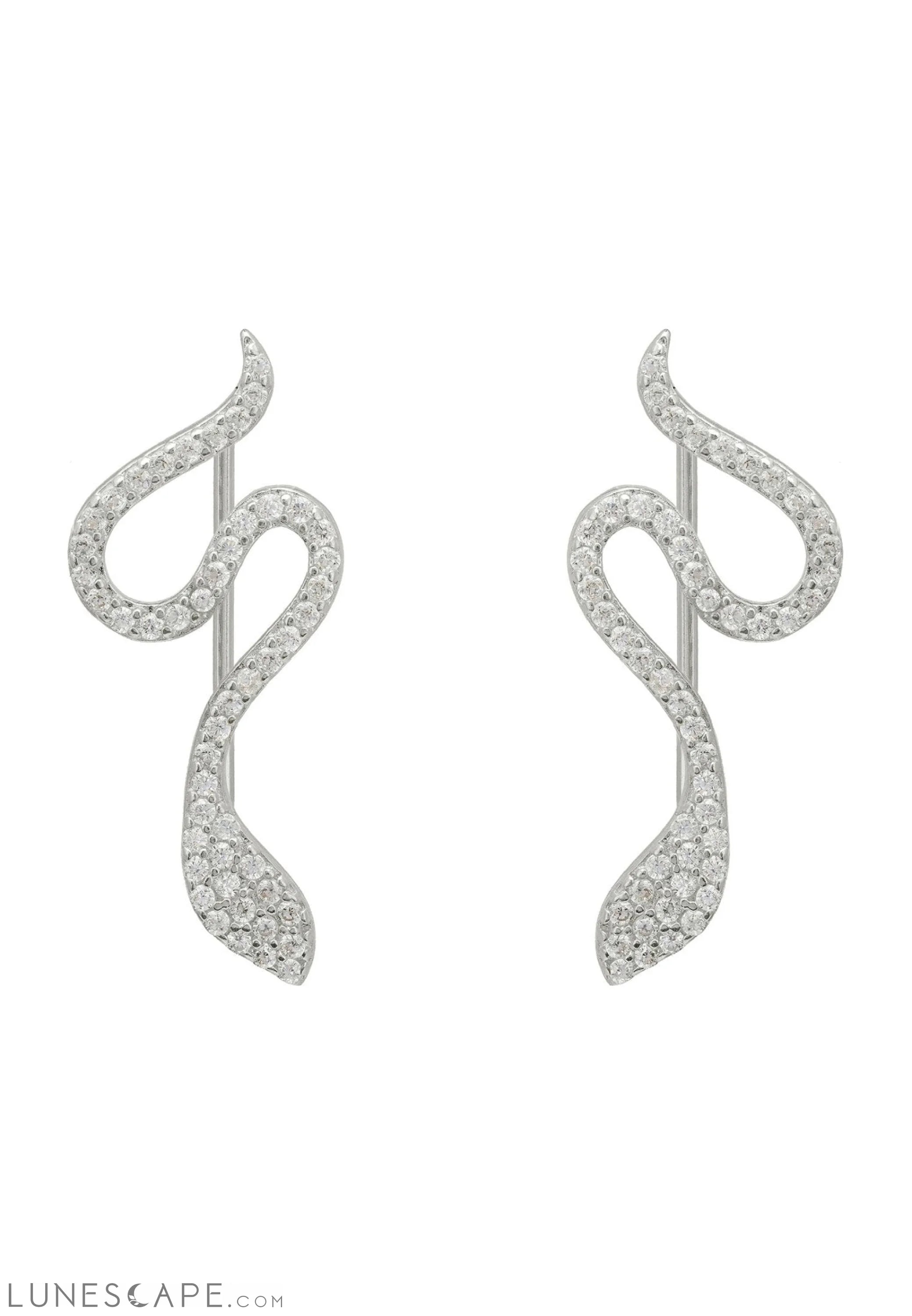 Nagini Snake Ear Climbers Silver LUNESCAPE