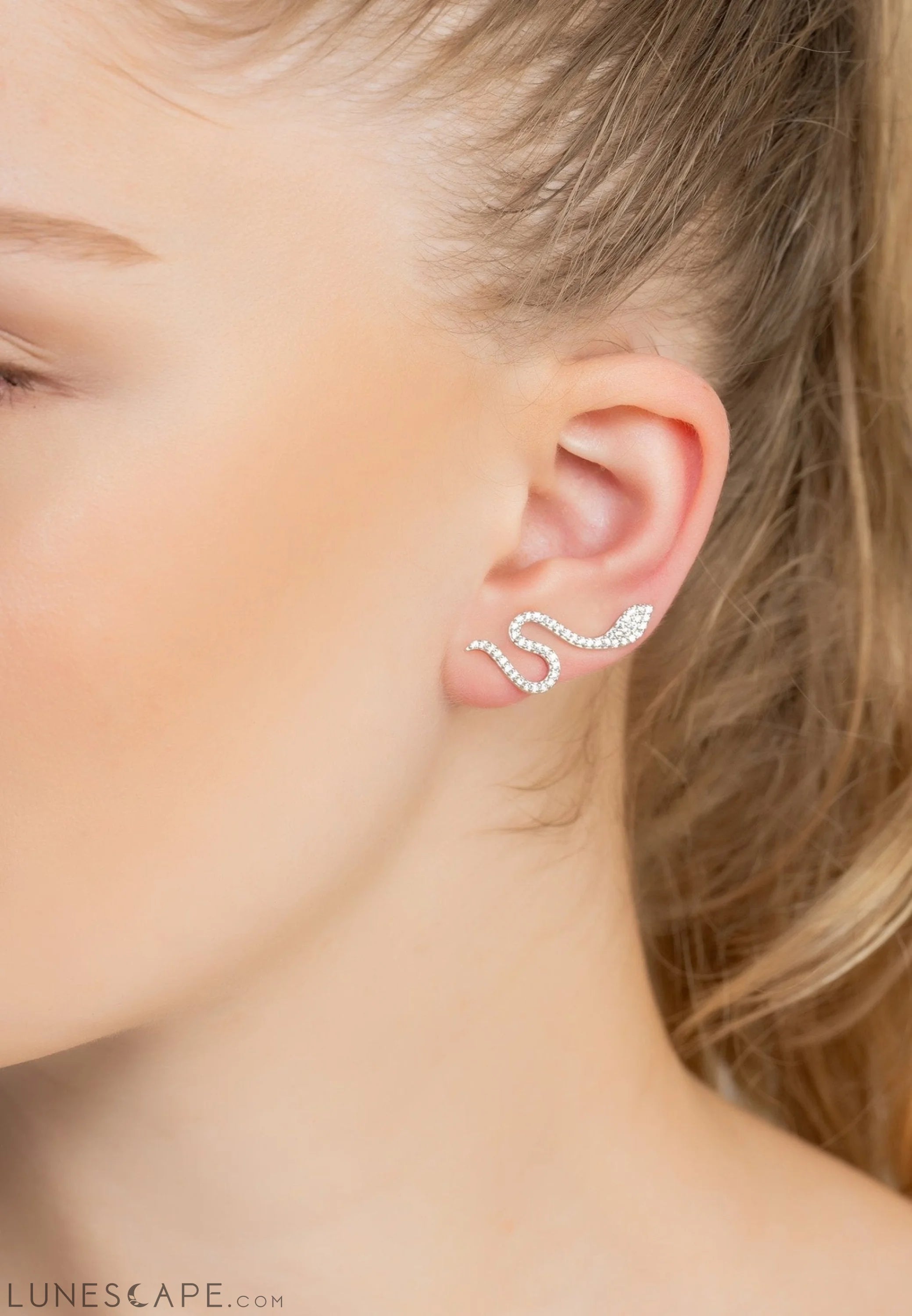 Nagini Snake Ear Climbers Silver LUNESCAPE