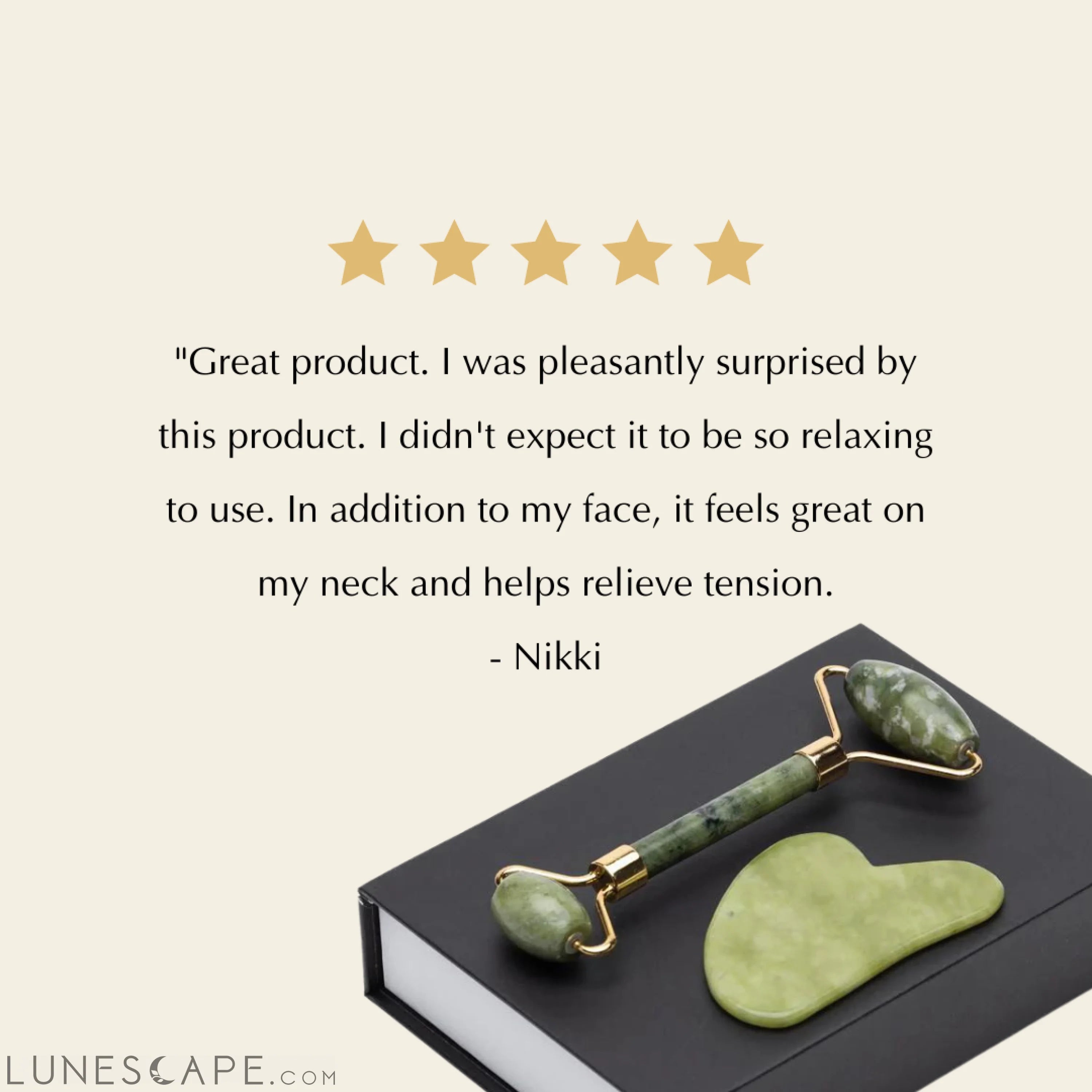 Natural Jade Roller and Gua Sha - Puffiness Reduction LUNESCAPE