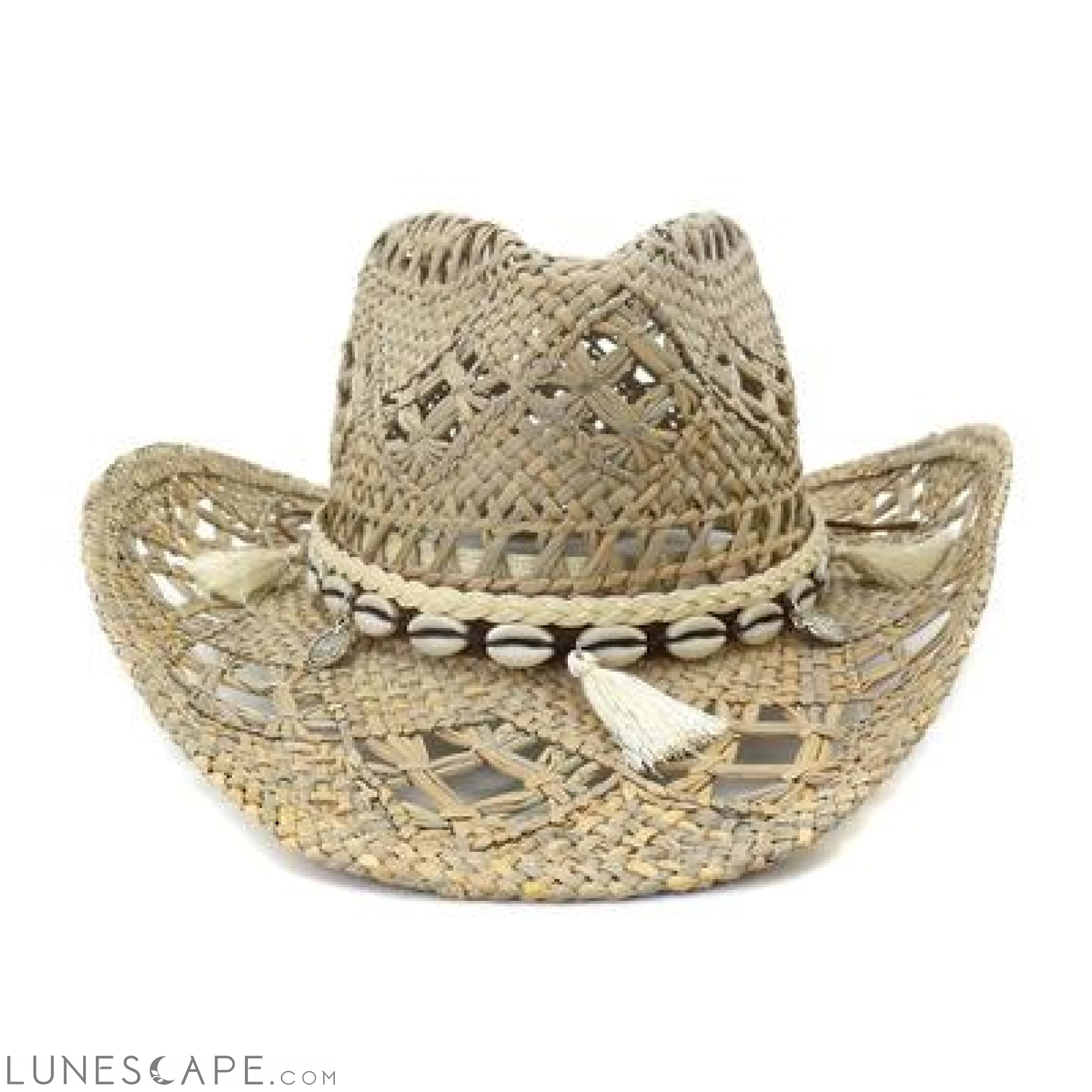 Natural Raffia Handmade Cowboy Hat LUNESCAPE
