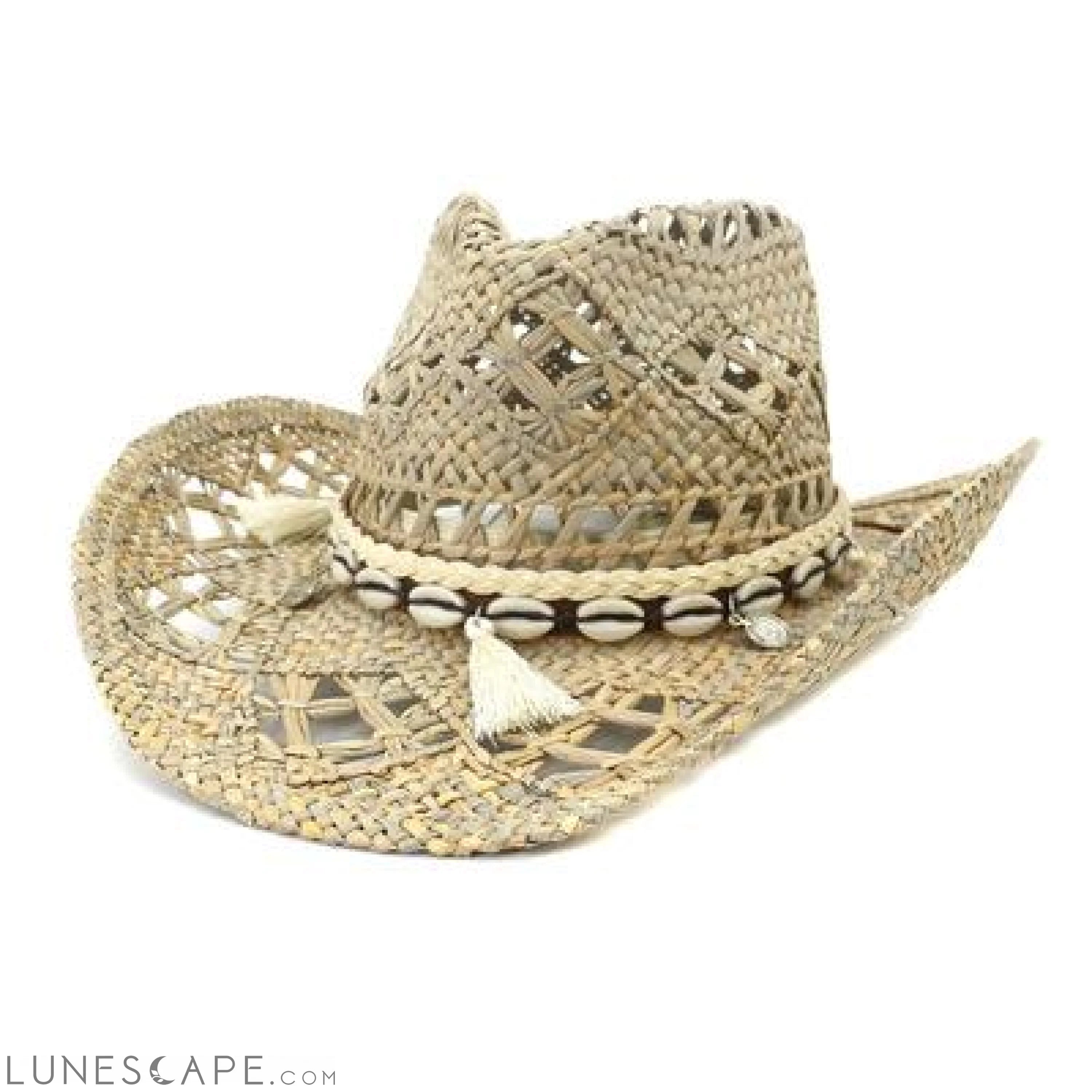 Natural Raffia Handmade Cowboy Hat LUNESCAPE