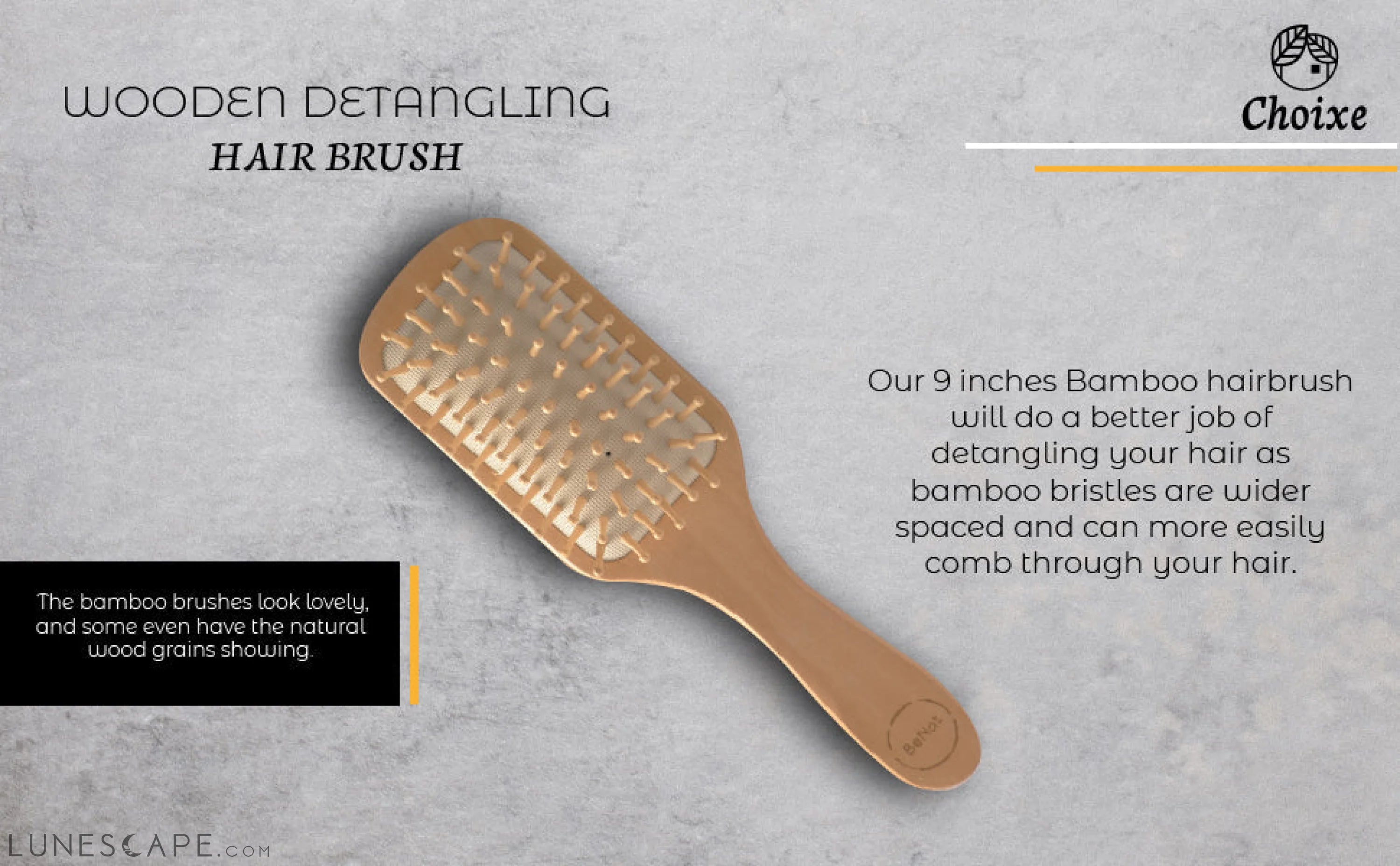 Natural Wooden Detangling Hair Brush LUNESCAPE