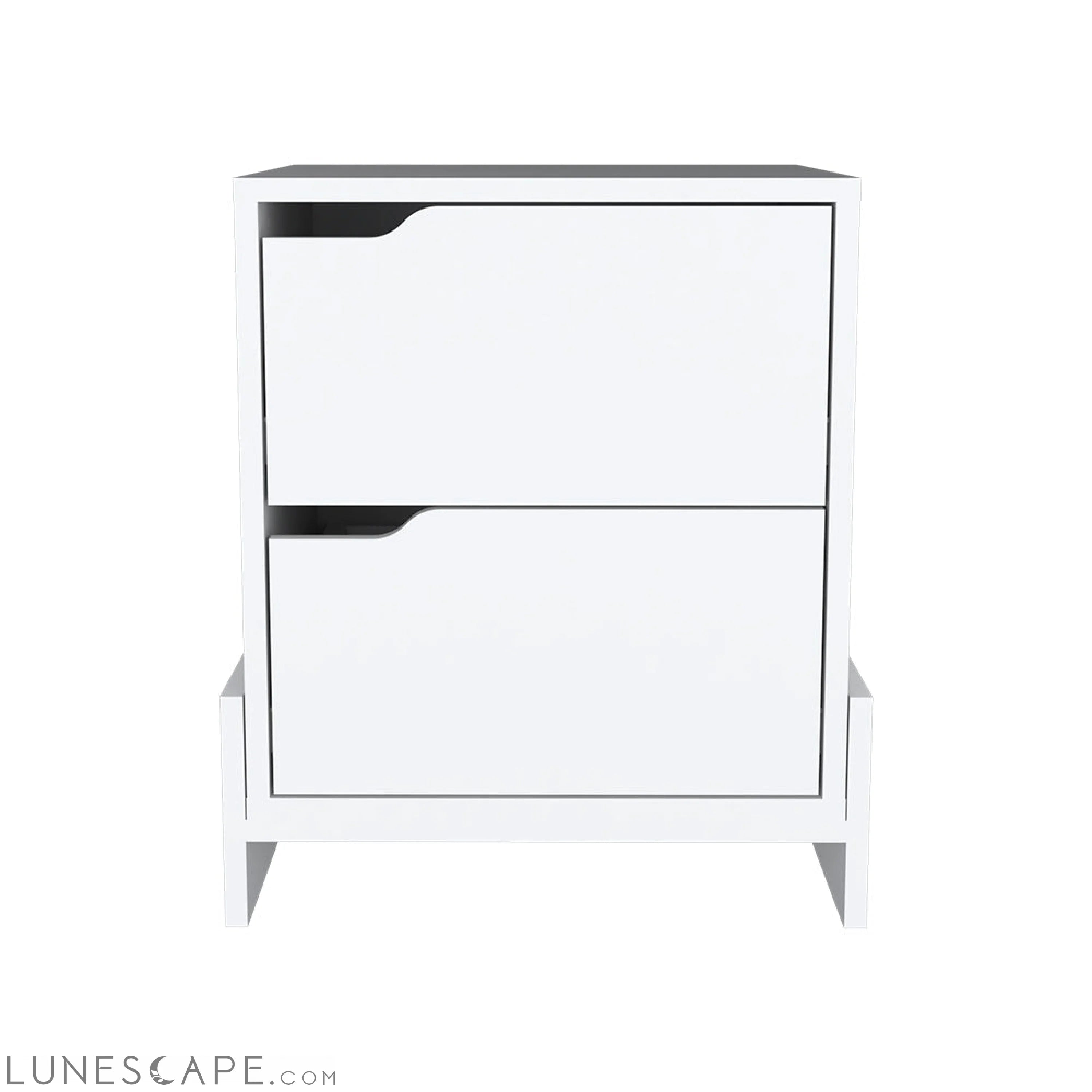 Nightstand Brookland, Bedside Table with Double Drawers and Sturdy LUNESCAPE