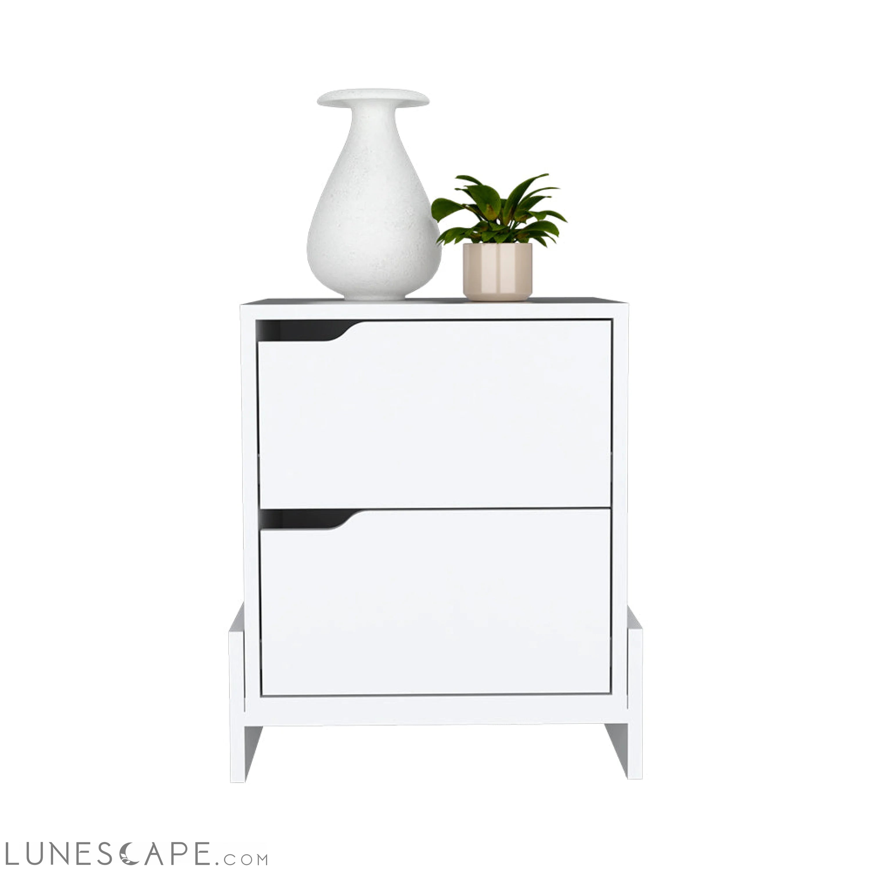 Nightstand Brookland, Bedside Table with Double Drawers and Sturdy LUNESCAPE