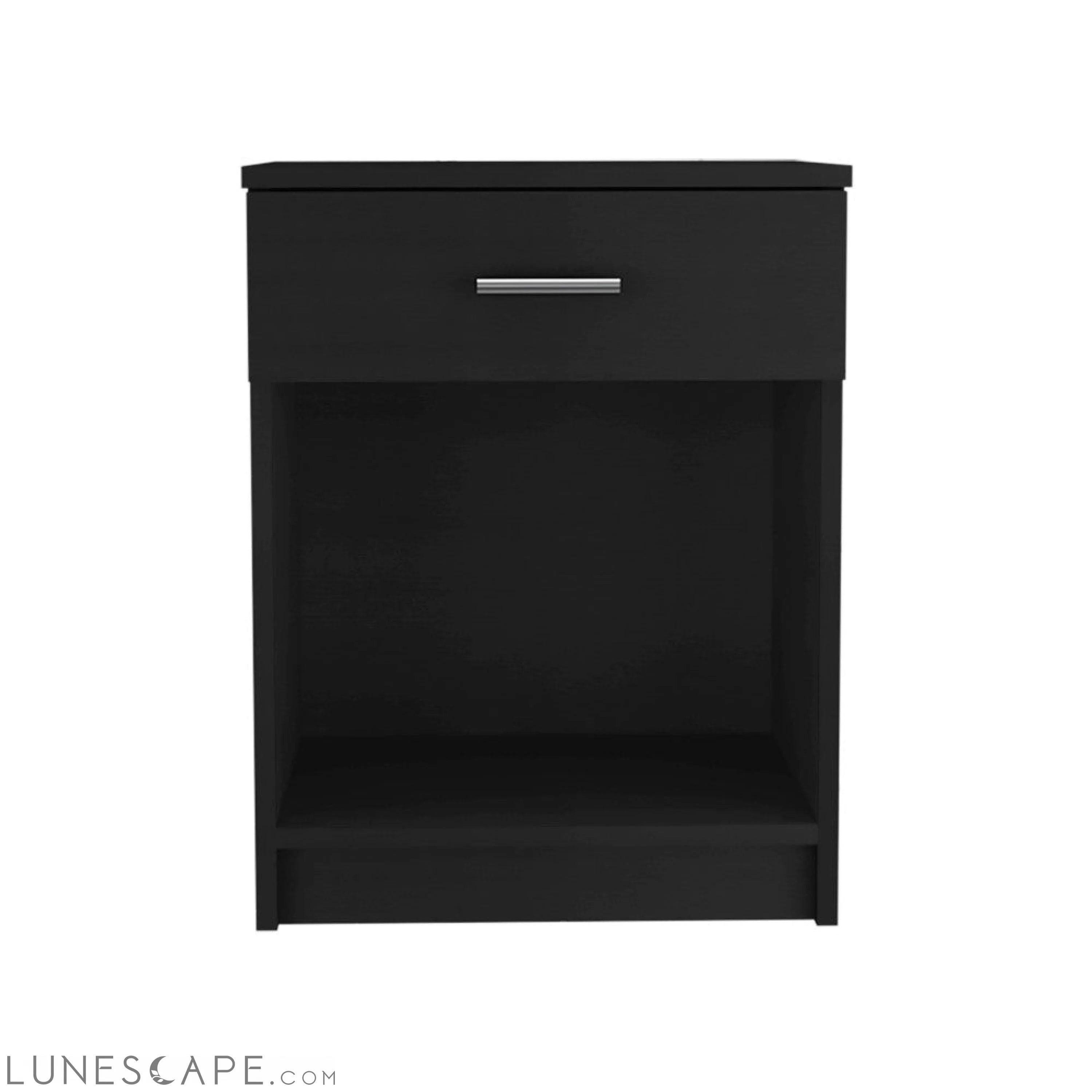 Nightstand Coco, Single Drawer, Lower Shelf, Black Wengue Finish LUNESCAPE