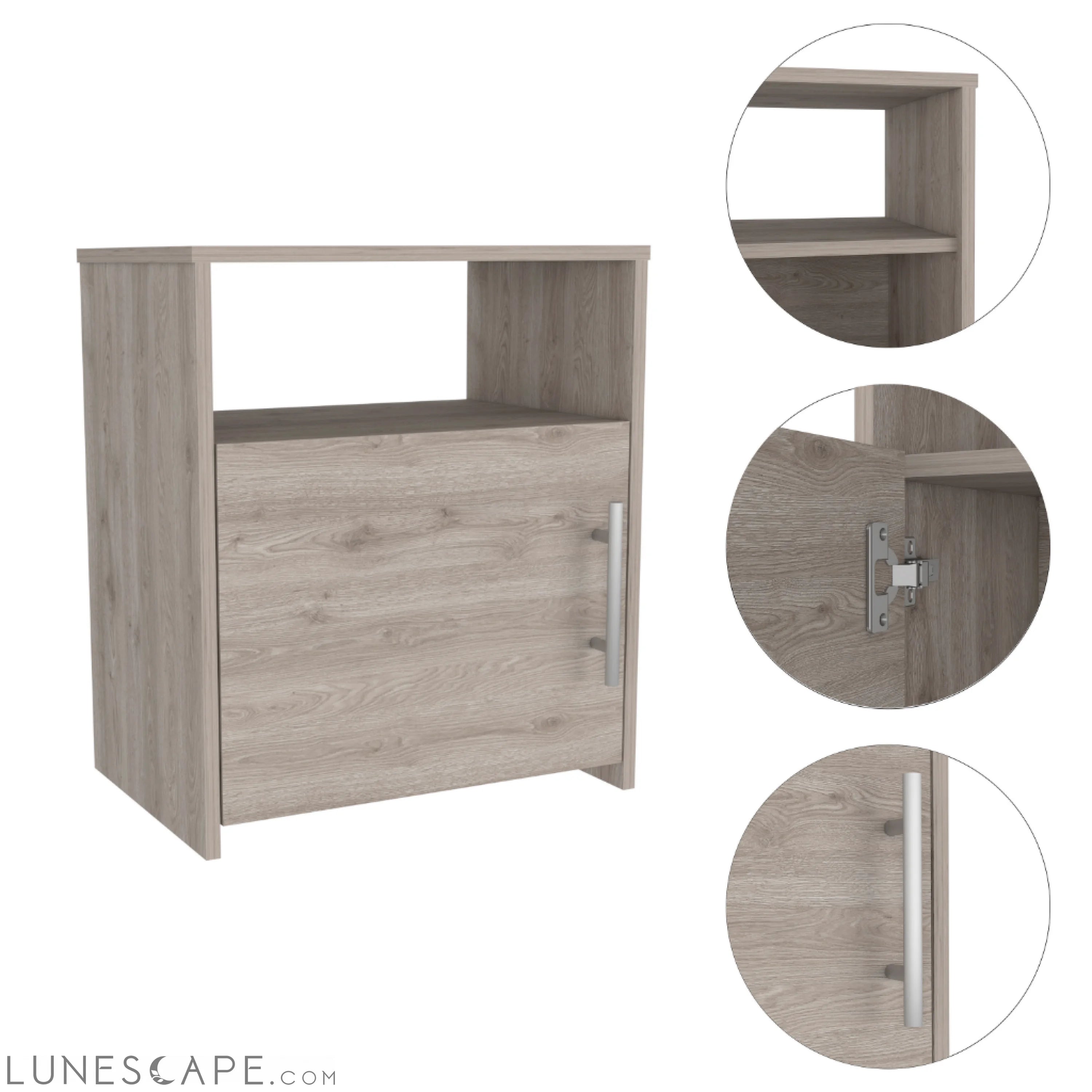Nightstand Cuarzz, One Cabinet, Light Gray Finish LUNESCAPE