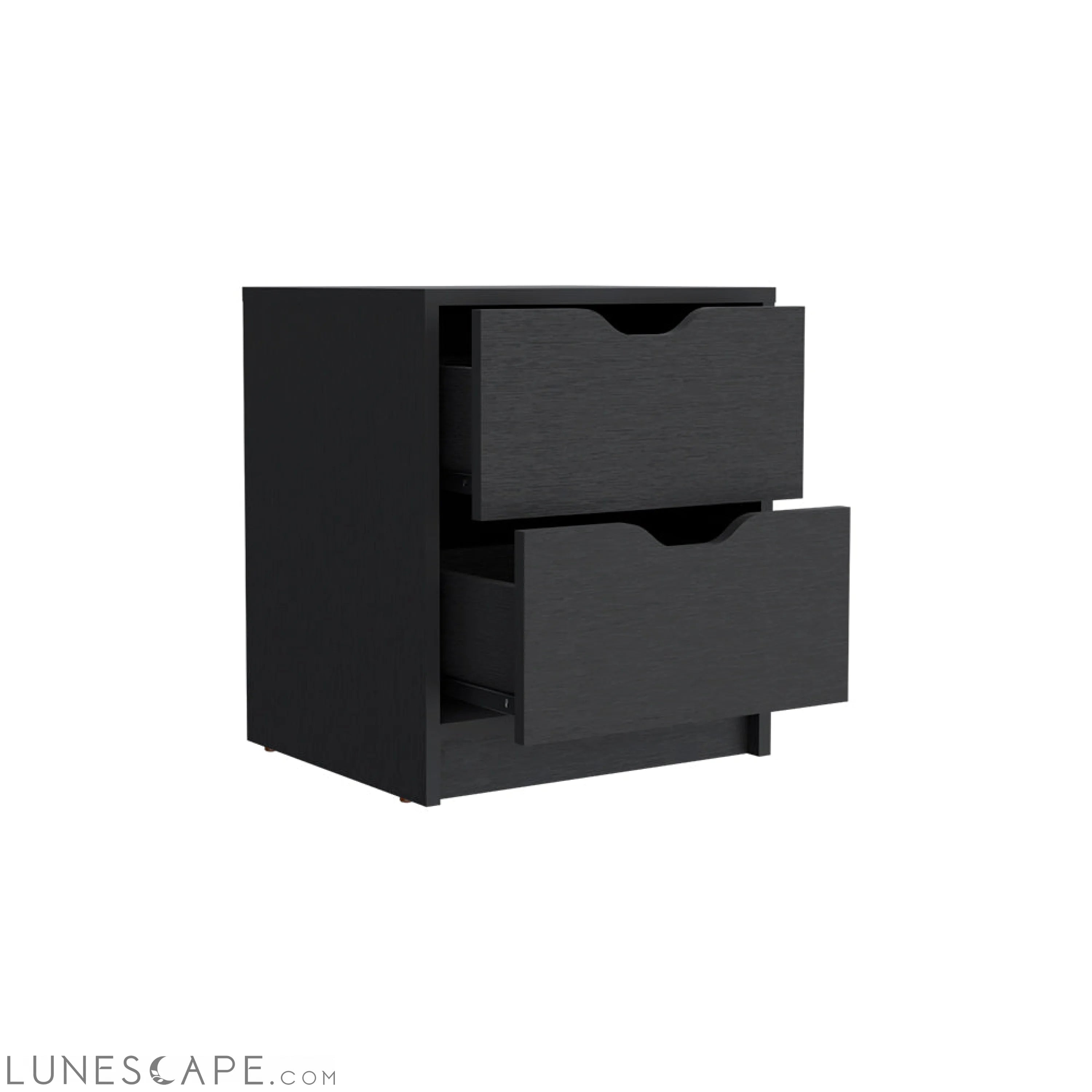 Nightstand Gandu, Two Drawers, Black Wengue Finish LUNESCAPE