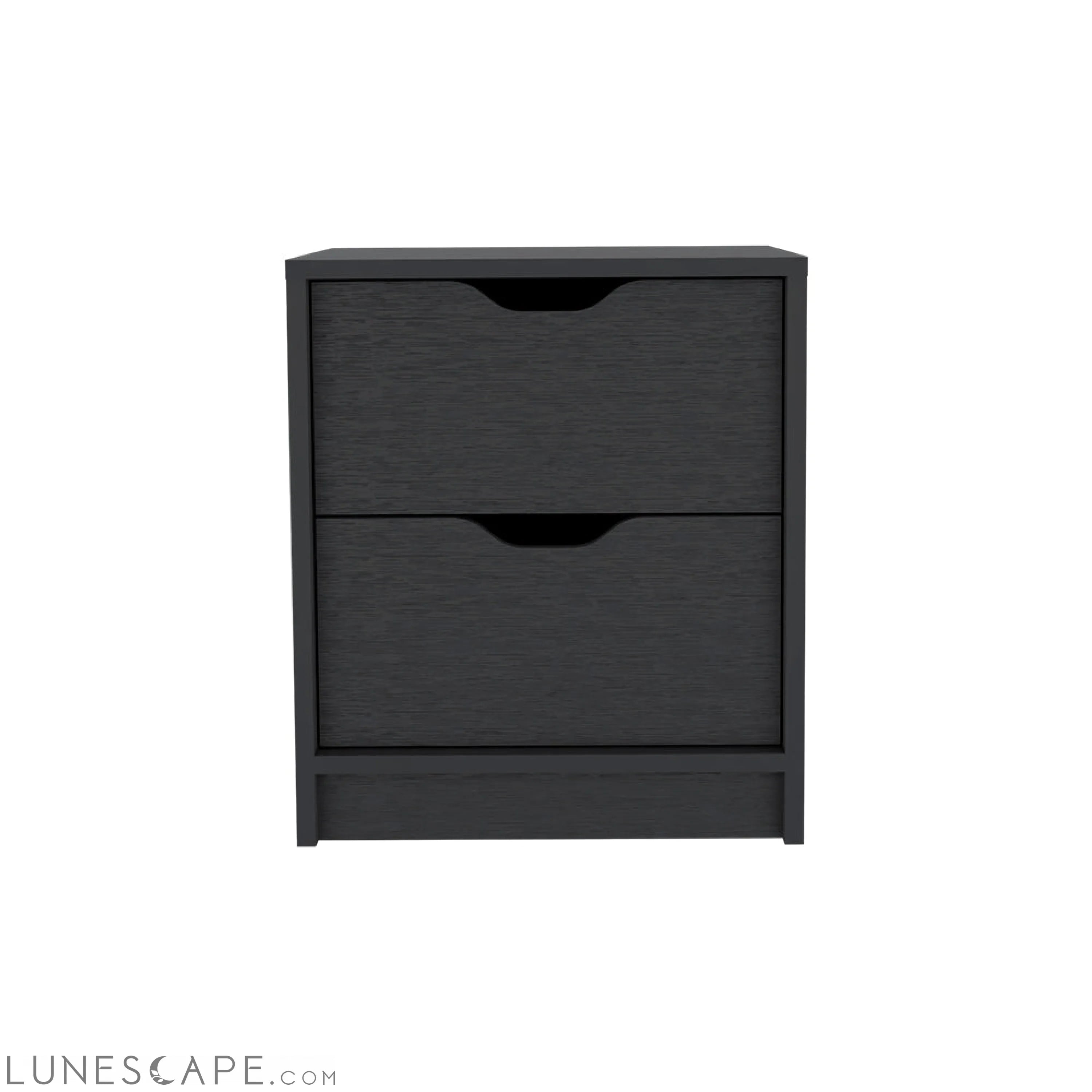 Nightstand Gandu, Two Drawers, Black Wengue Finish LUNESCAPE