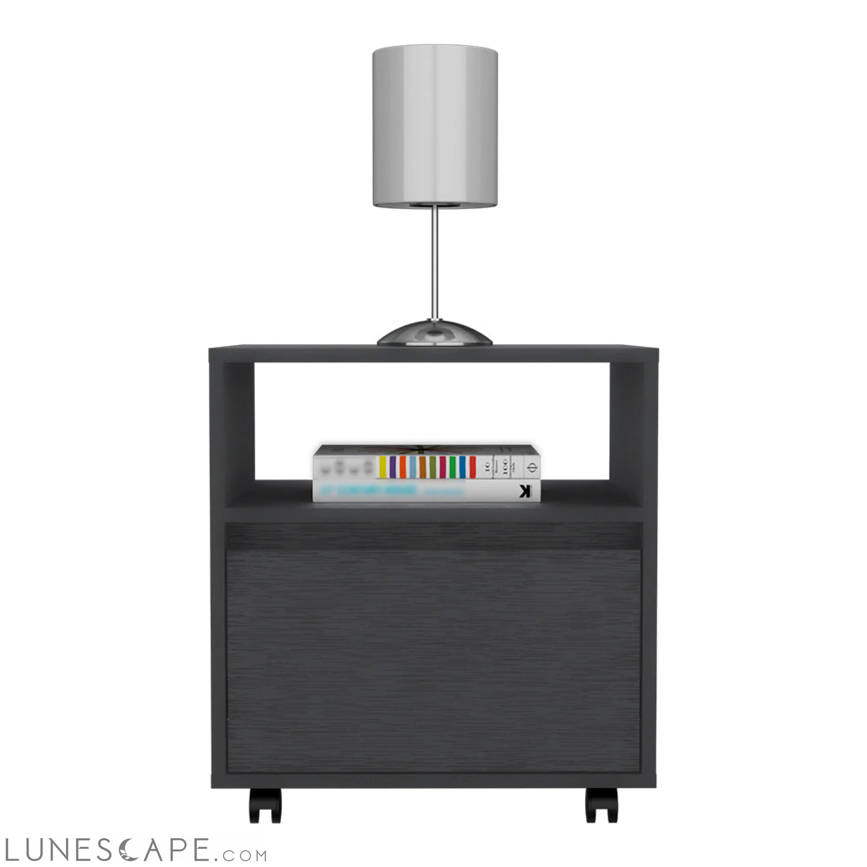Nightstand Munyochi, One Drawer, Black Wengue Finish LUNESCAPE
