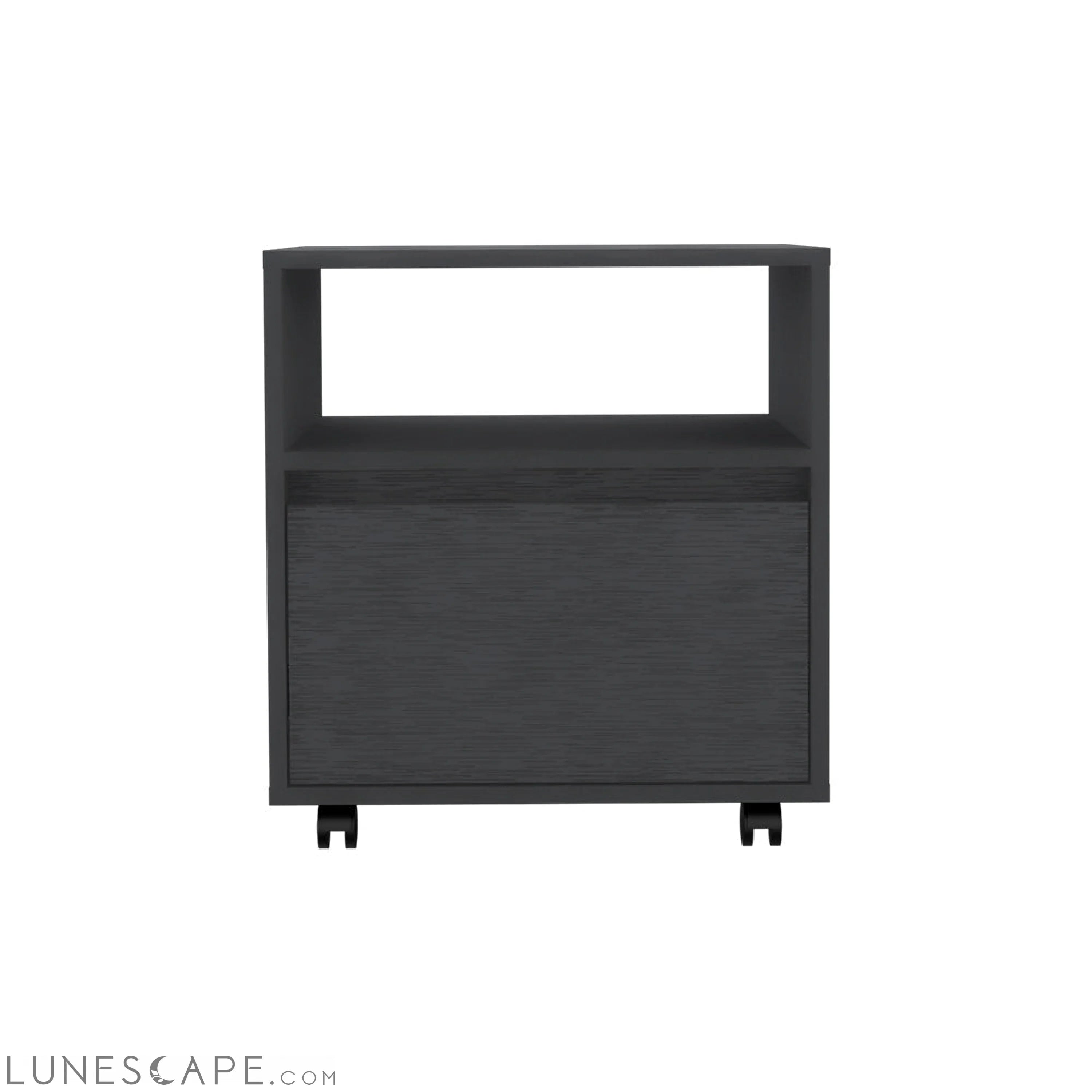 Nightstand Munyochi, One Drawer, Black Wengue Finish LUNESCAPE