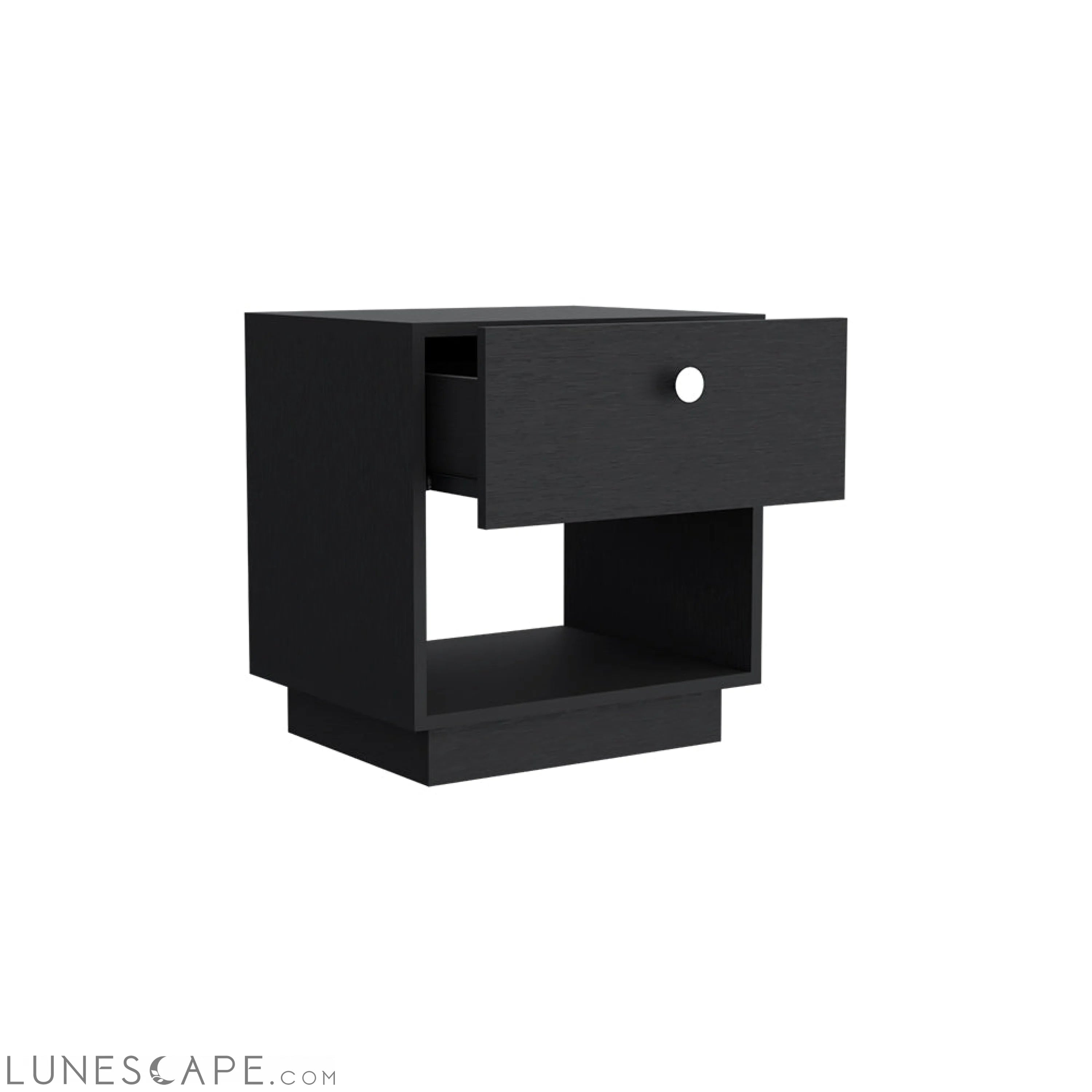 Nightstand Viliigili, One Drawer, Black Wengue Finish LUNESCAPE