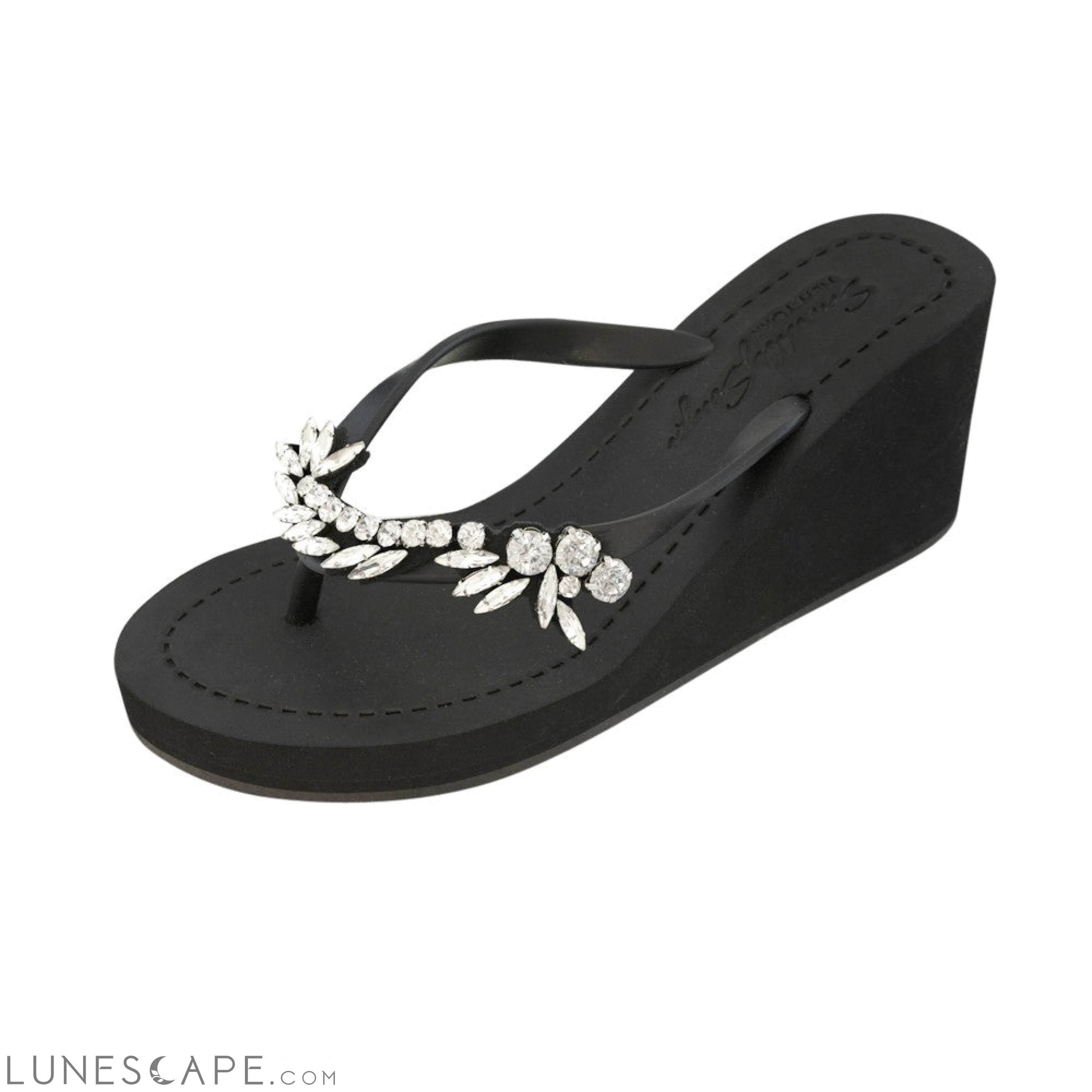 Nomad - Rhine Stone Embellished Women's High Wedge Flip Flops Sandal LUNESCAPE