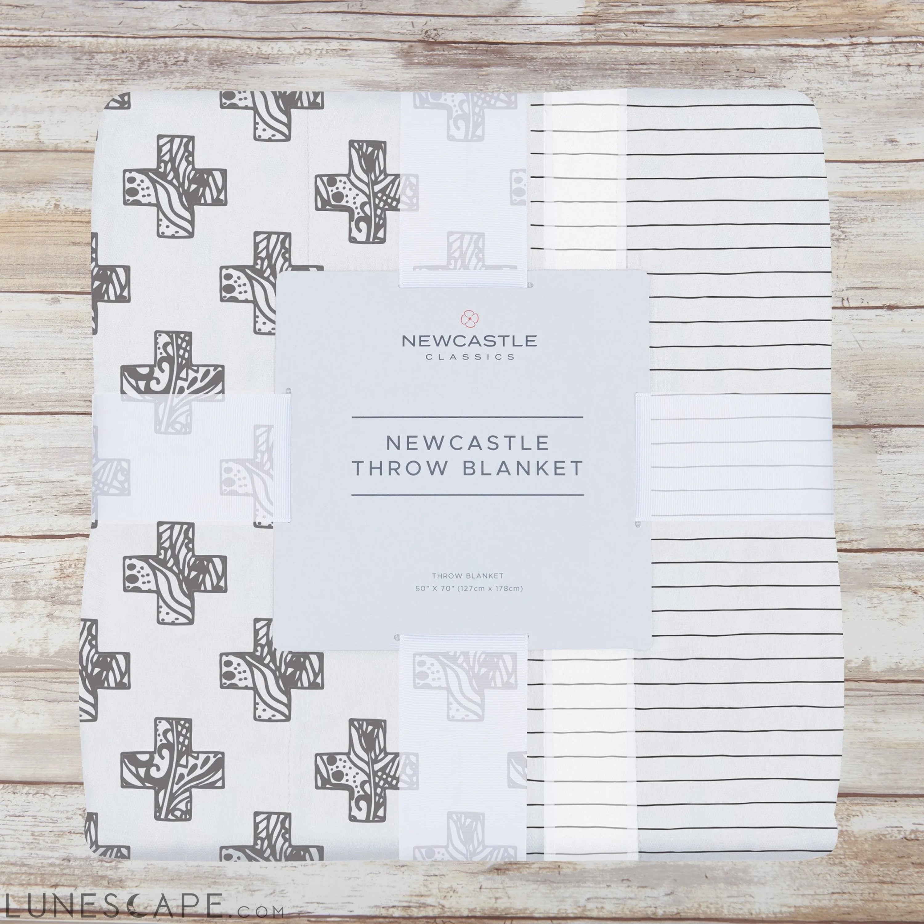 Nordic Stamp and Pencil Stripe Bamboo Muslin Newcastle Throw Blanket LUNESCAPE