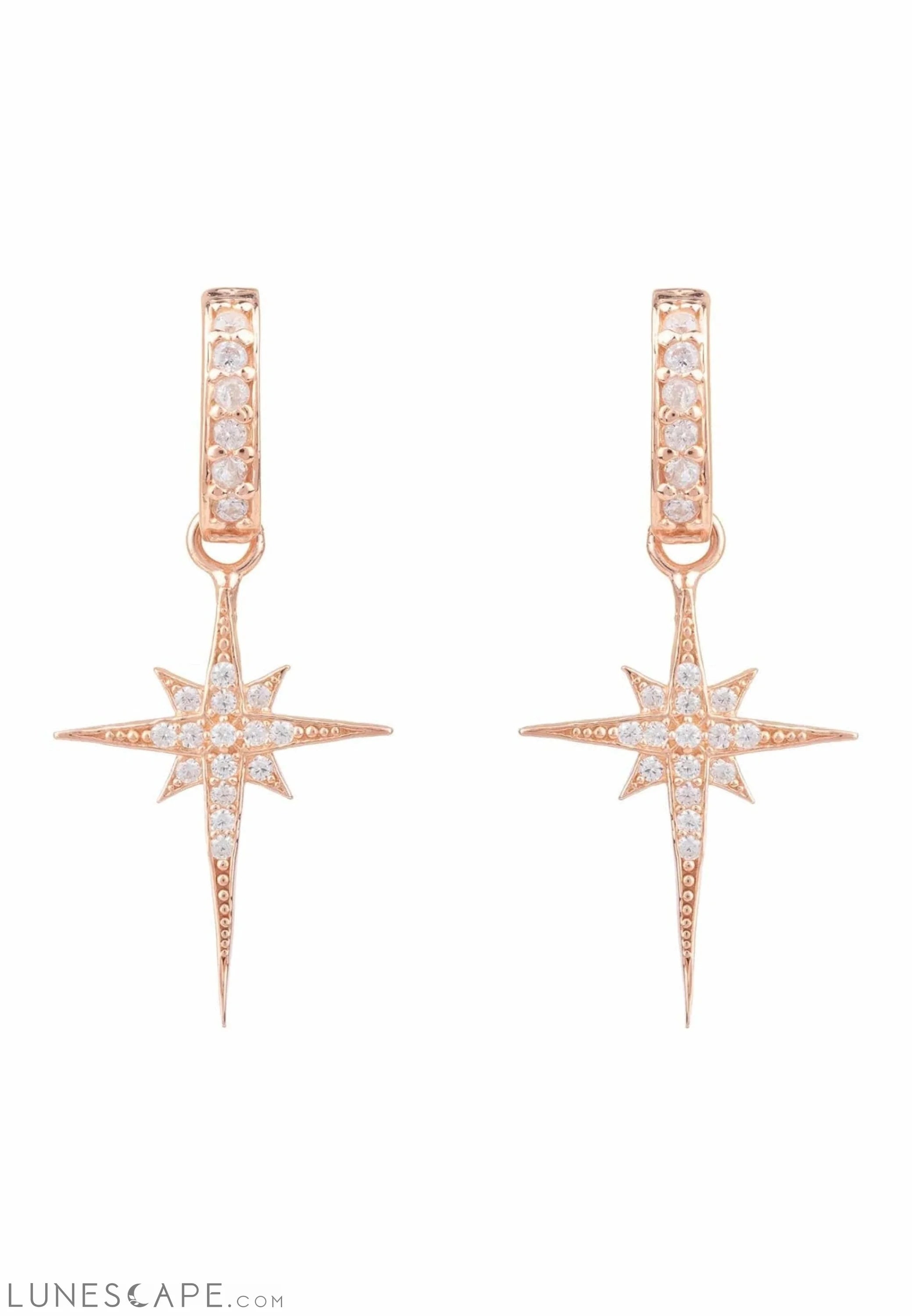 North Star Burst Small Drop Earrings Rosegold LUNESCAPE