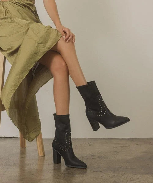OASIS SOCIETY Paris - Studded Block Heel Western Boots LUNESCAPE