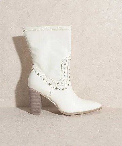 OASIS SOCIETY Paris - Studded Block Heel Western Boots LUNESCAPE