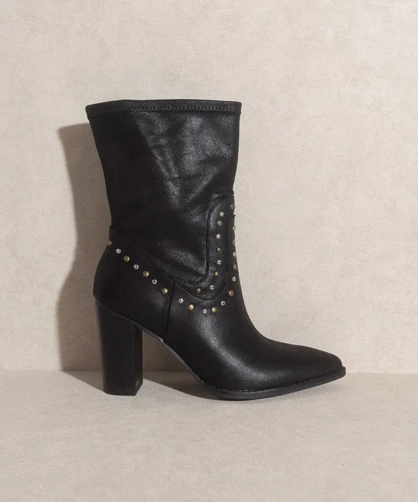 OASIS SOCIETY Paris - Studded Block Heel Western Boots LUNESCAPE