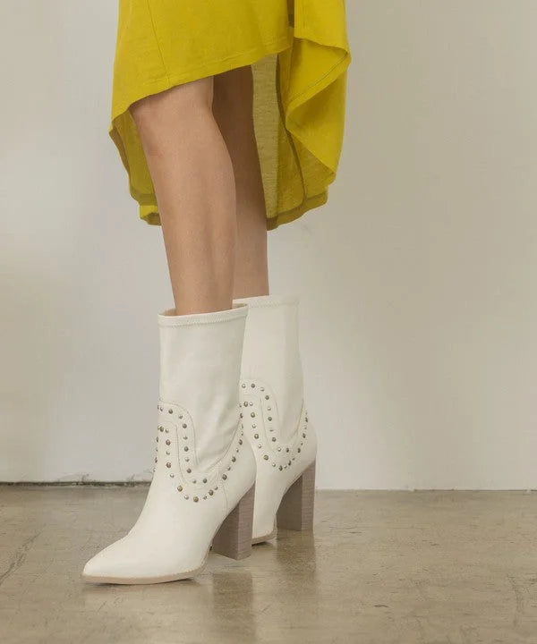 OASIS SOCIETY Paris - Studded Block Heel Western Boots LUNESCAPE