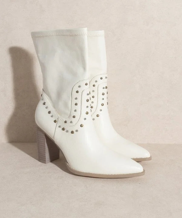 OASIS SOCIETY Paris - Studded Block Heel Western Boots LUNESCAPE