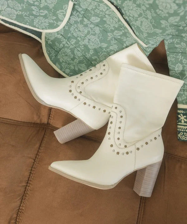 OASIS SOCIETY Paris - Studded Block Heel Western Boots LUNESCAPE