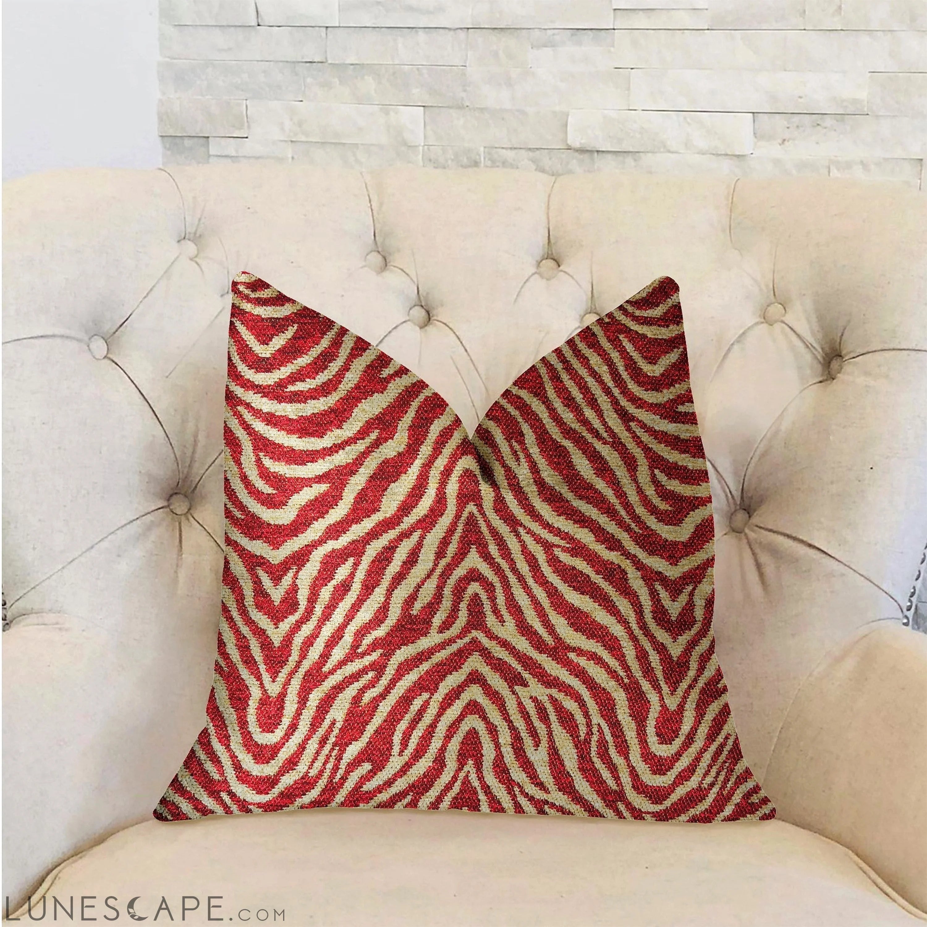 Oasis Waves Red Luxury Throw Pillow LUNESCAPE