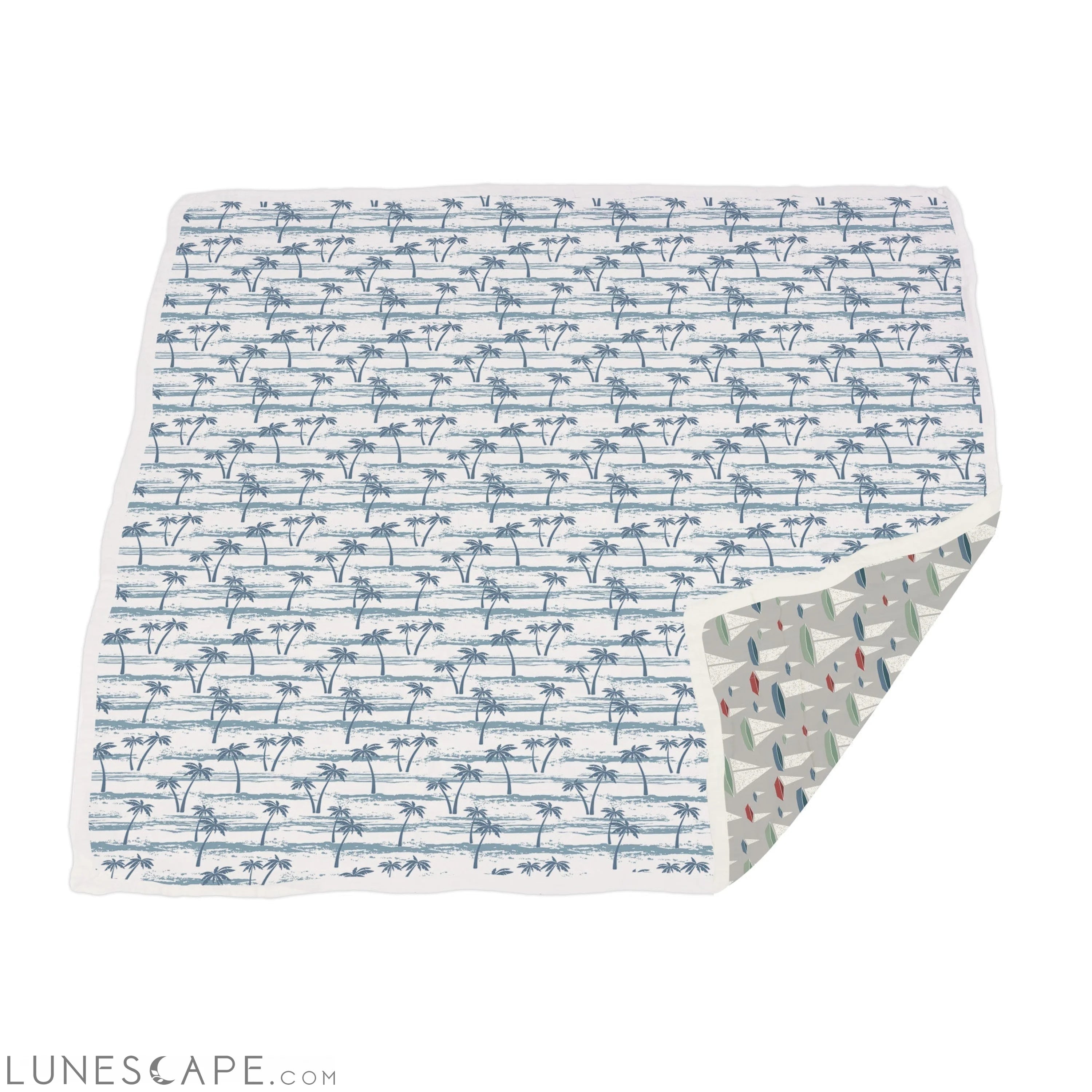 Ocean Palm Trees and Marina Sailboats Bamboo Newcastle Blanket LUNESCAPE