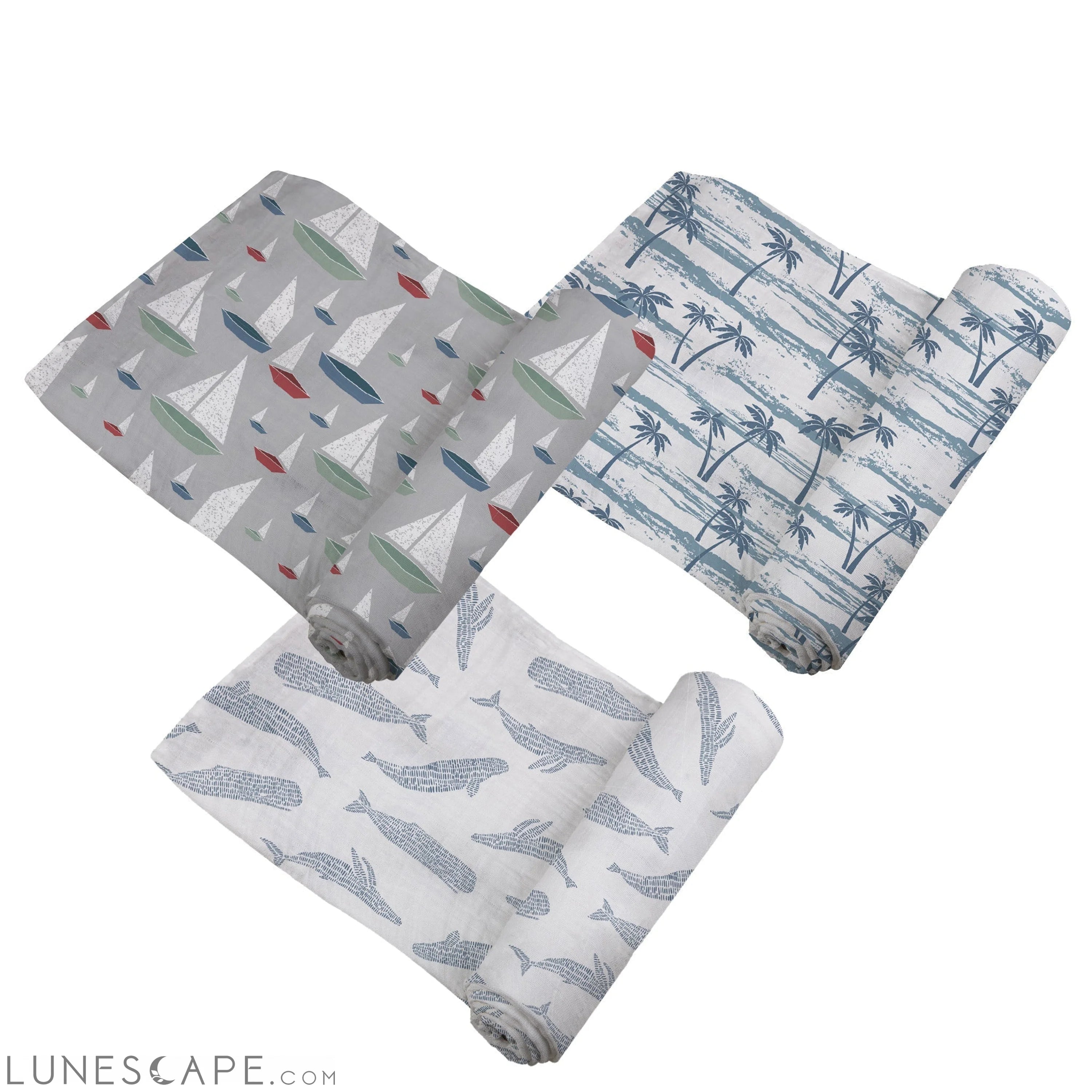 Ocean Tides Bamboo Swaddle 3 Pack LUNESCAPE
