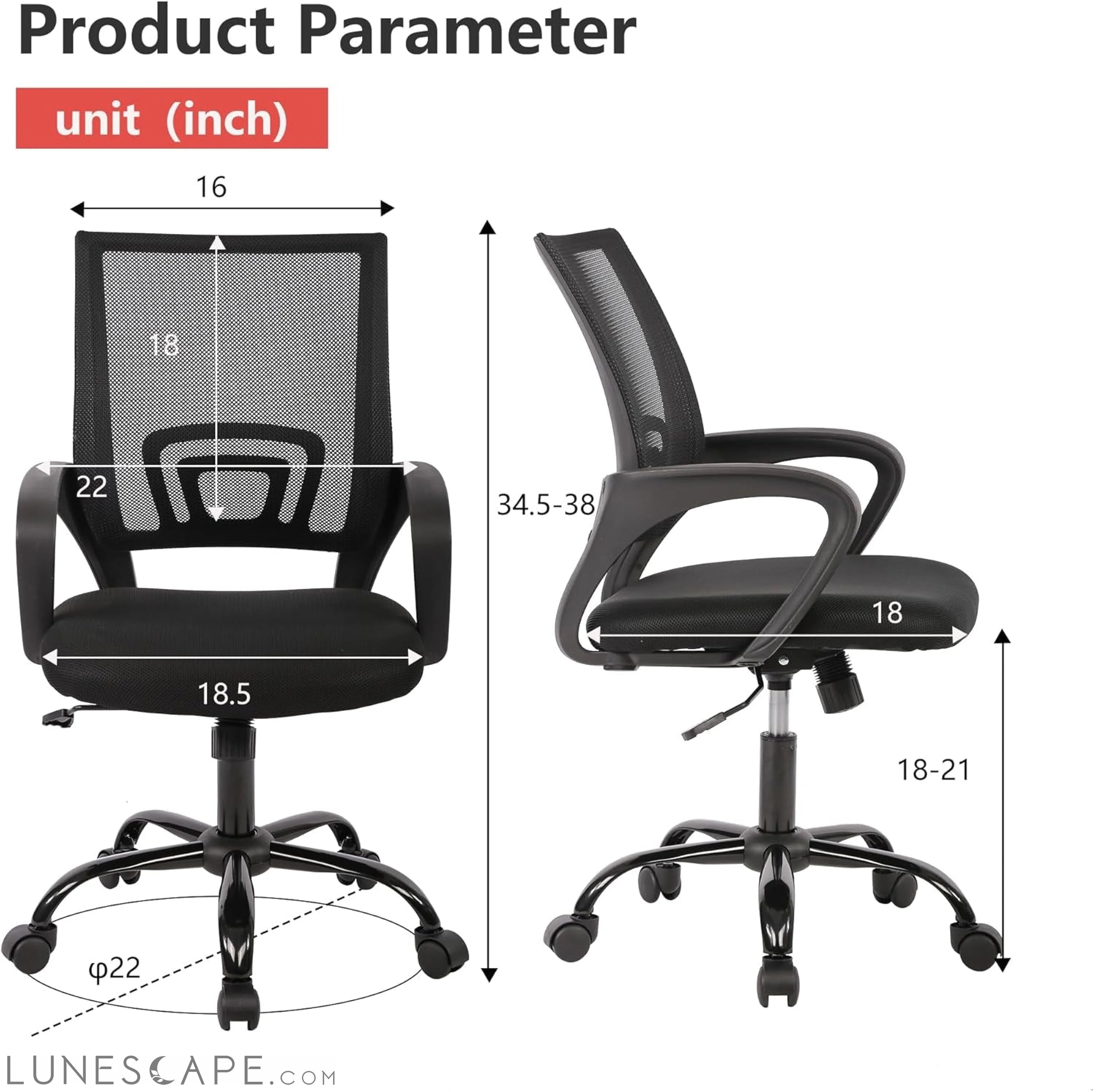 Office Chair Computer Chair Ergonomic Cheap Desk Chair Adjustable LUNESCAPE