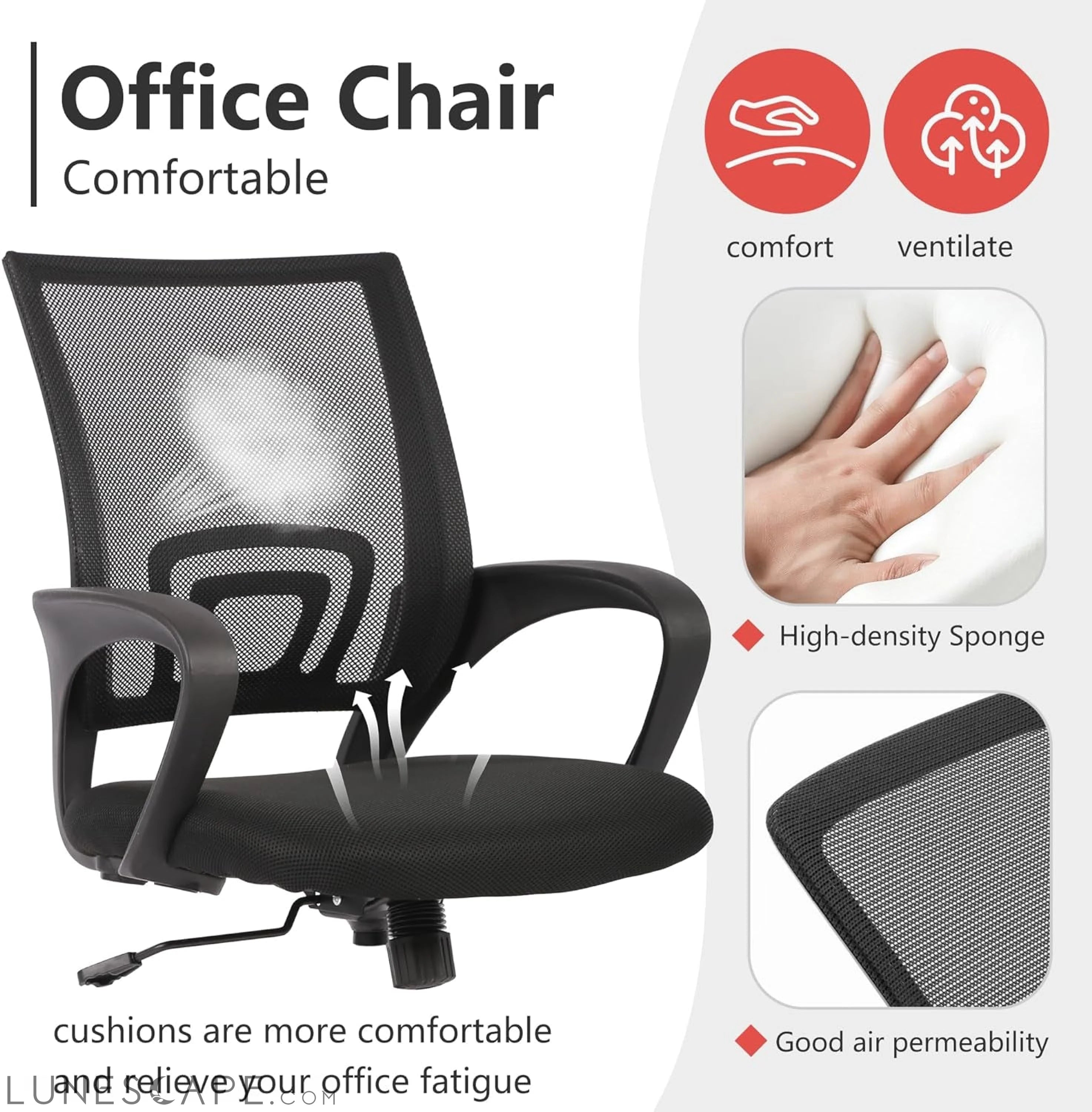 Office Chair Computer Chair Ergonomic Cheap Desk Chair Adjustable LUNESCAPE