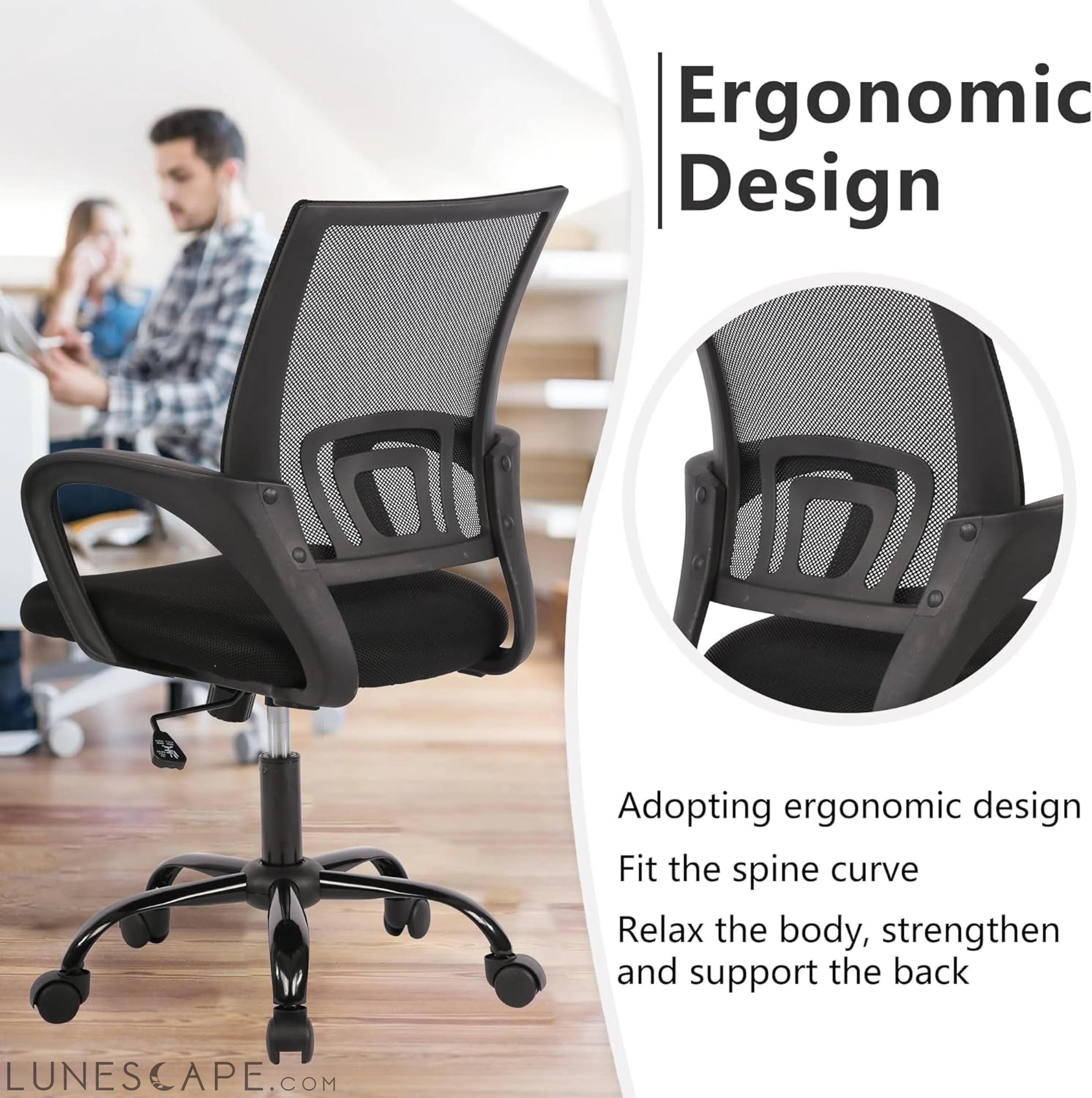 Office Chair Computer Chair Ergonomic Cheap Desk Chair Adjustable LUNESCAPE