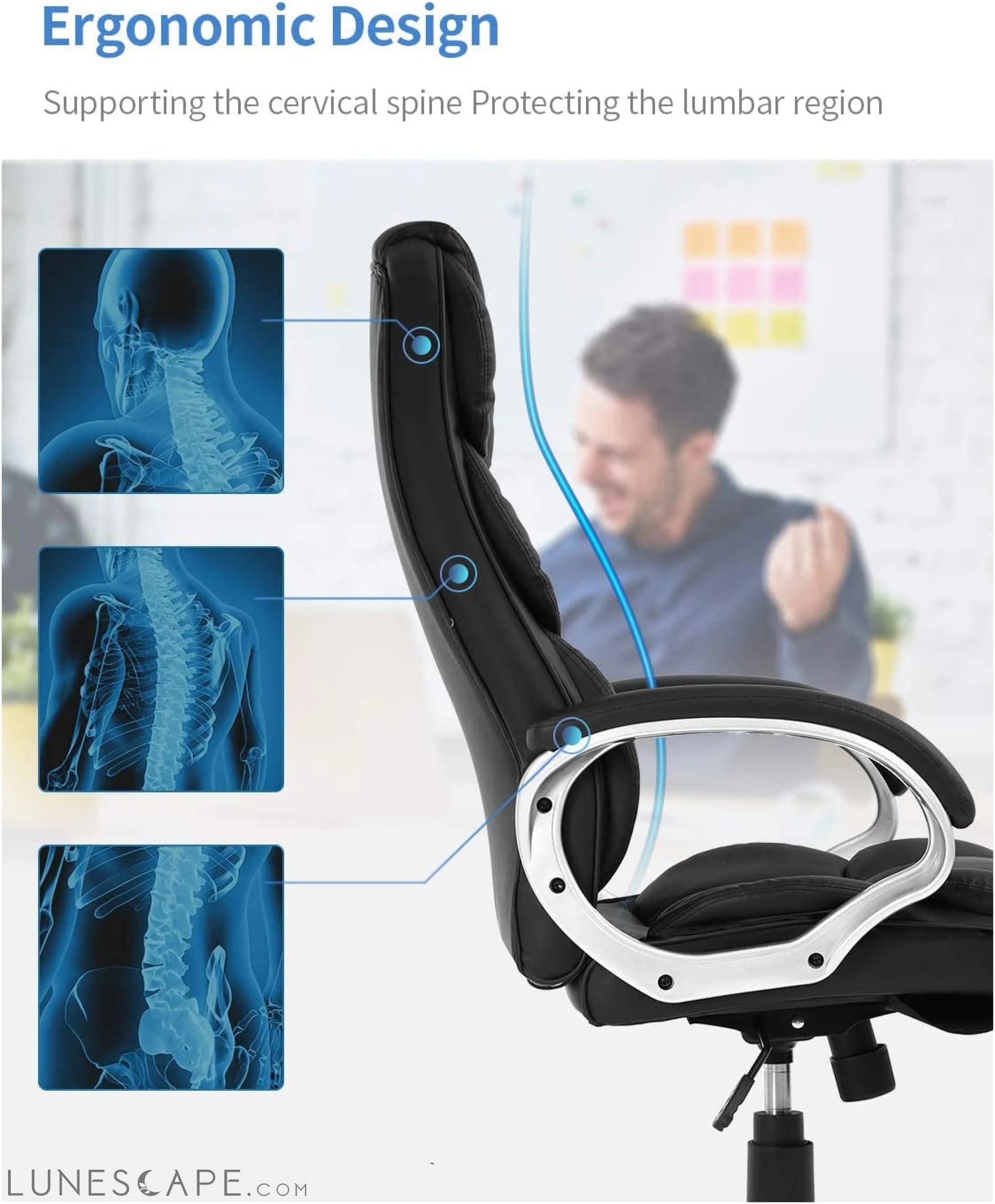 Office Chair Computer High Back Adjustable Ergonomic Desk Chair LUNESCAPE