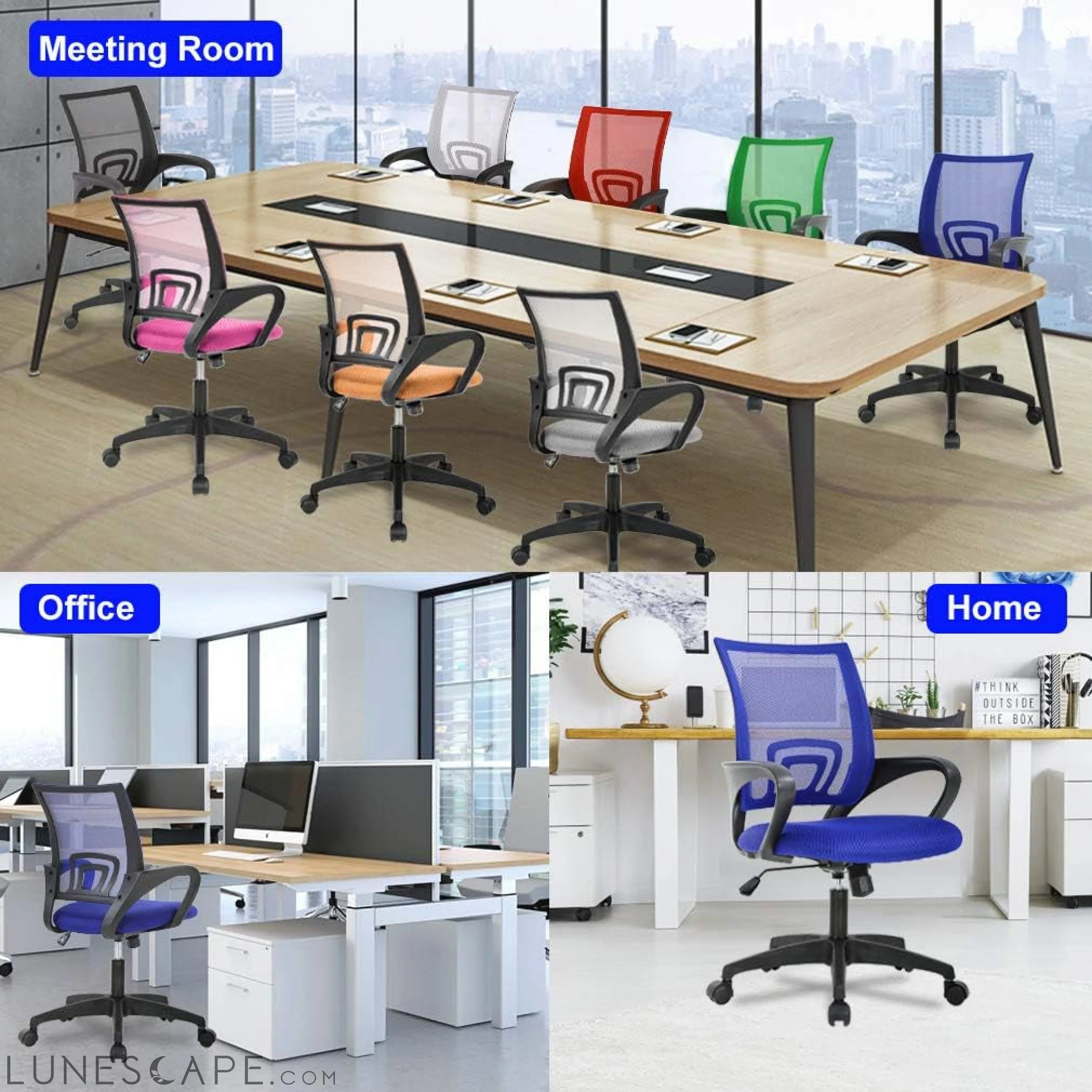 Office Chair Desk Chair Mesh Computer Chair with Lumbar Support Modern LUNESCAPE